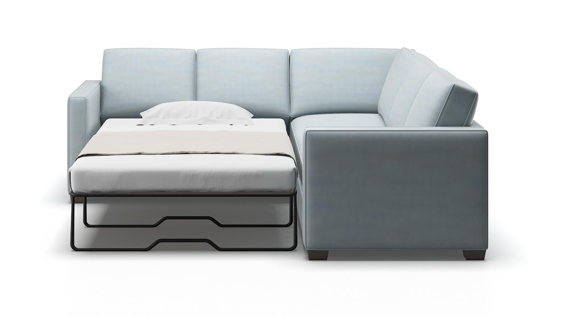 Calgary Hathaway Aqua Sectional Sleeper Espresso legs 1