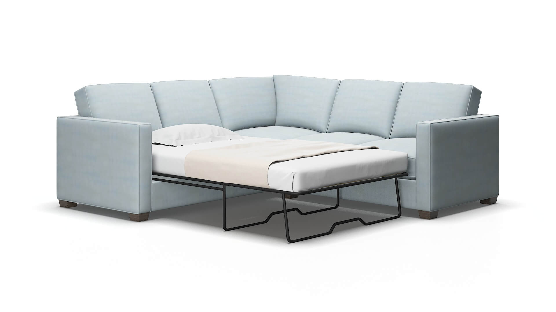 Calgary Hathaway Aqua Sectional Sleeper Espresso legs 2
