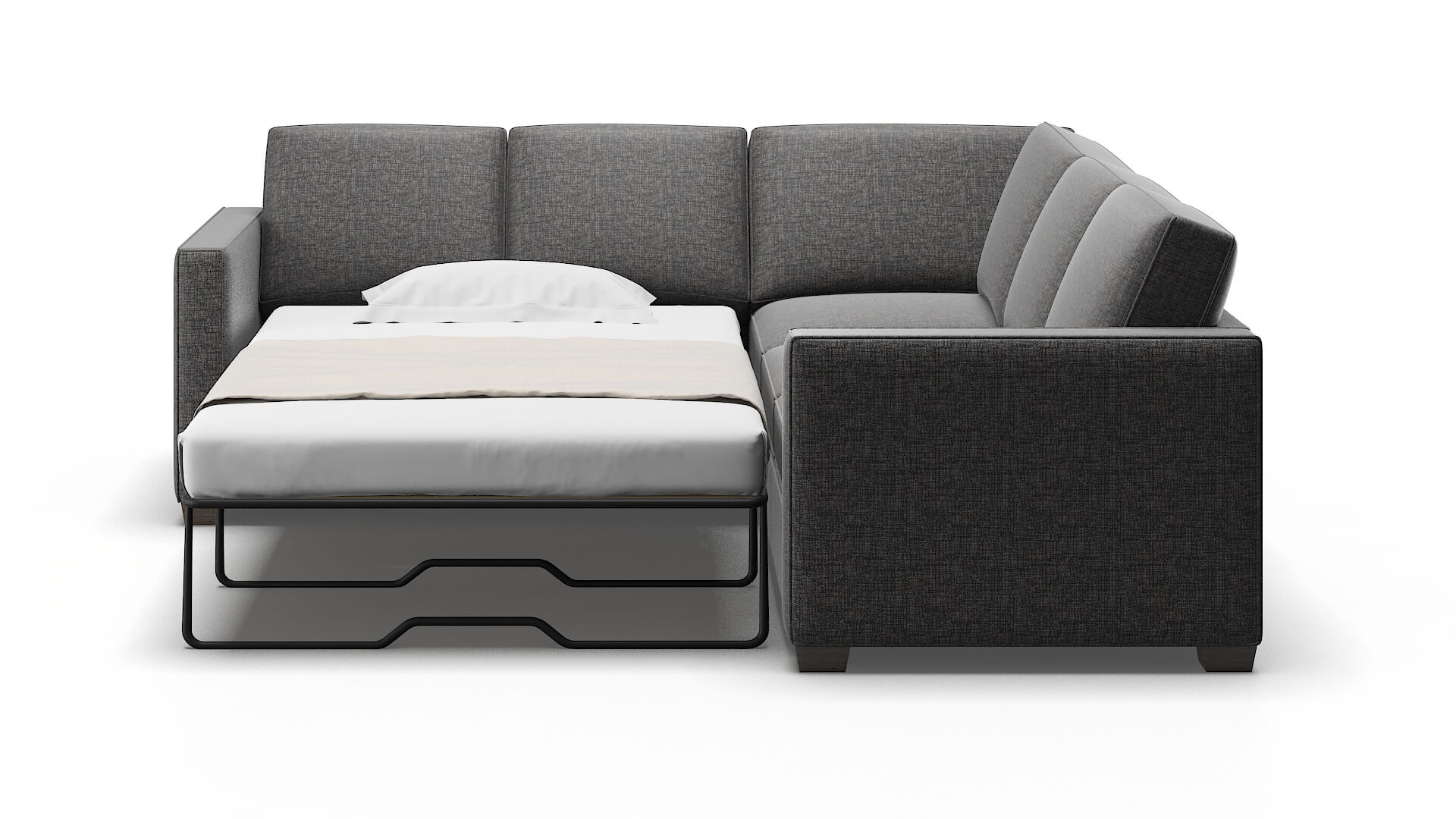 Calgary Insight Charcoal Sectional Sleeper Espresso legs 1