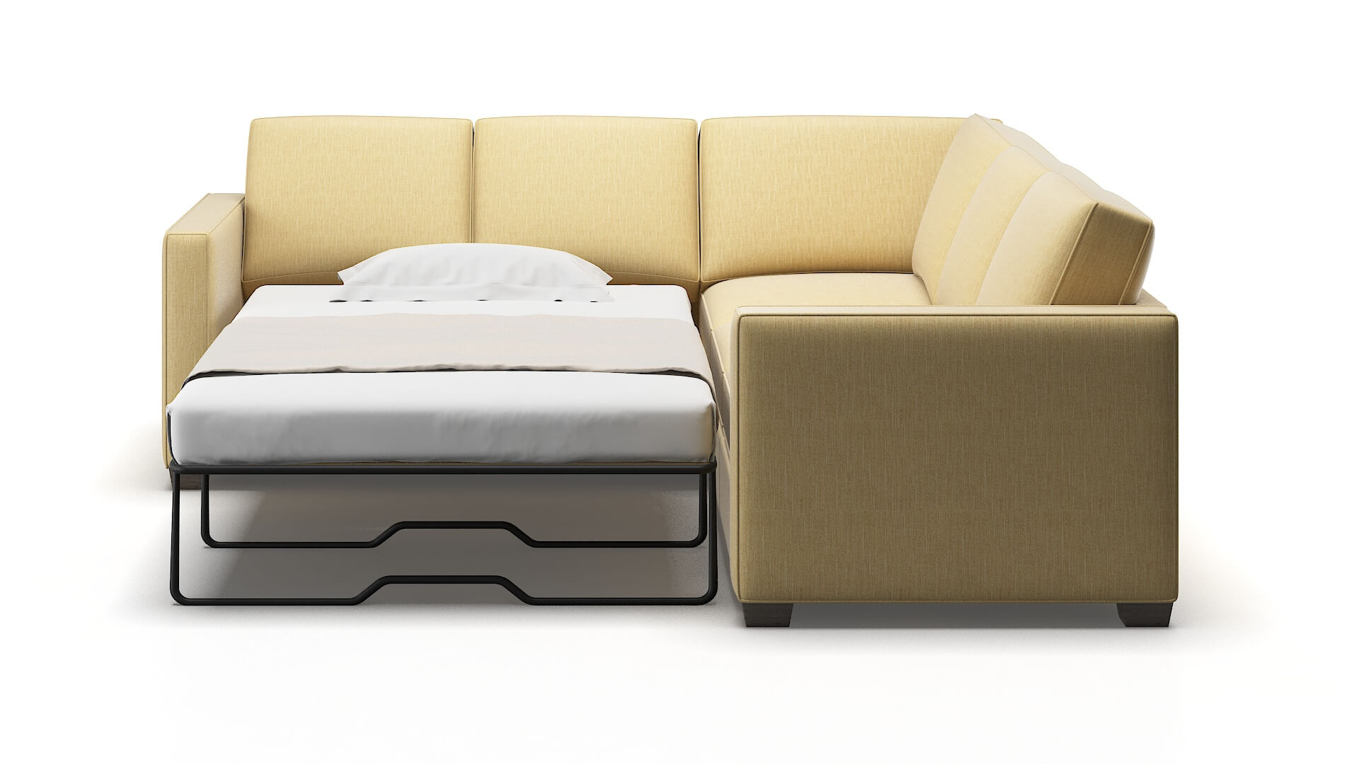 Calgary Malibu Maize Sectional Sleeper Espresso legs 1