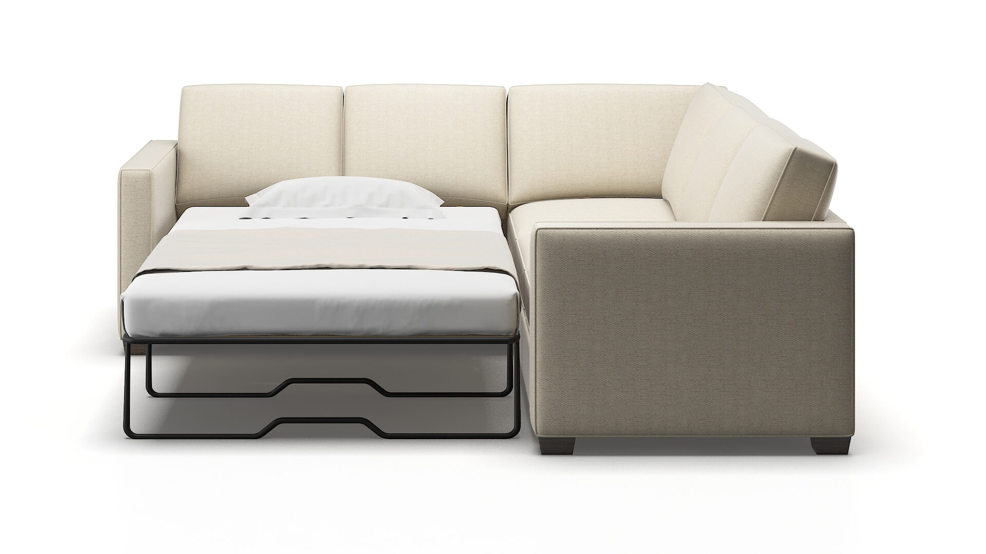 Calgary Malibu Sand Sectional Sleeper Espresso legs 1