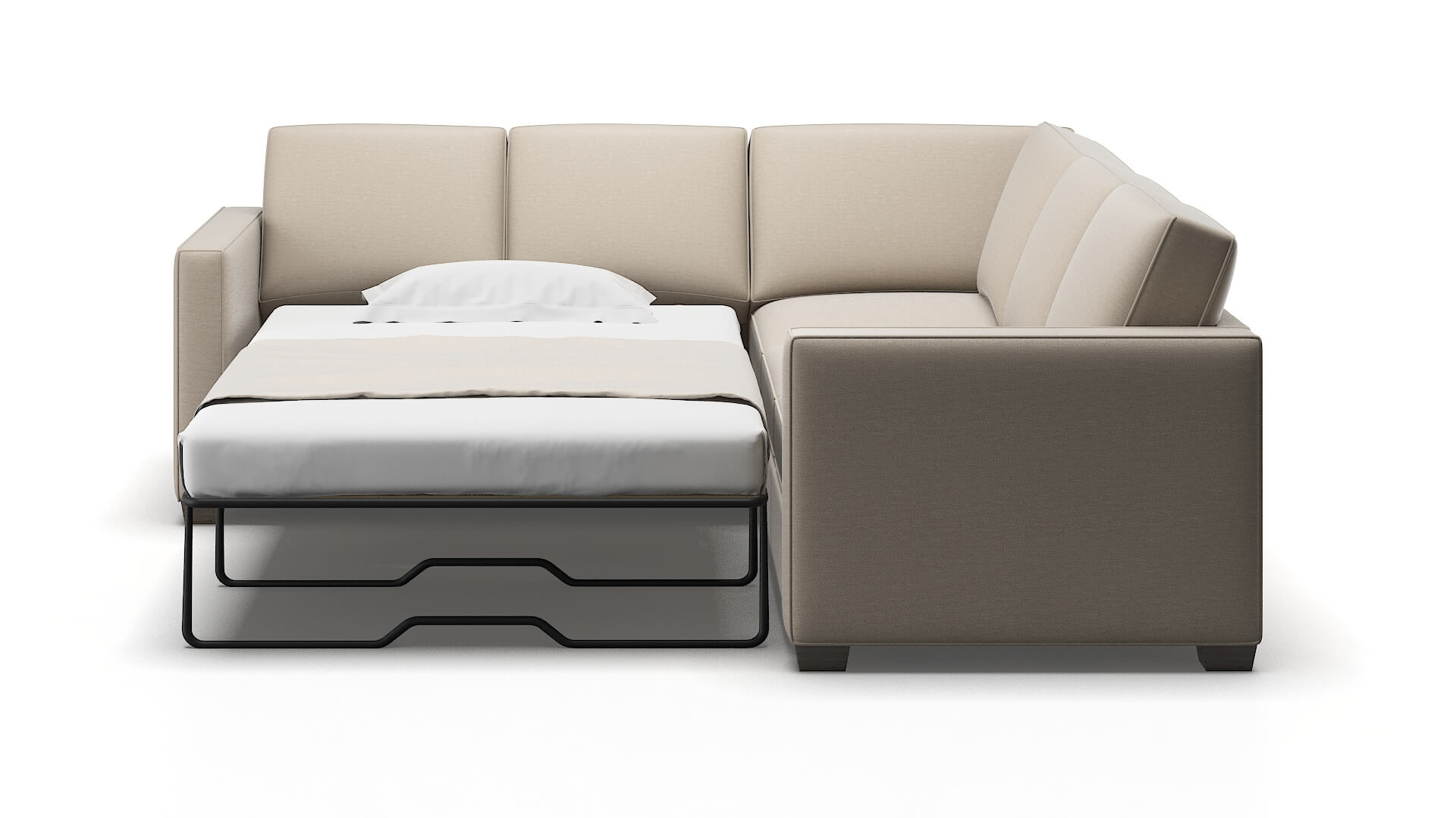 Calgary Naples Almond Sectional Sleeper Espresso legs 1