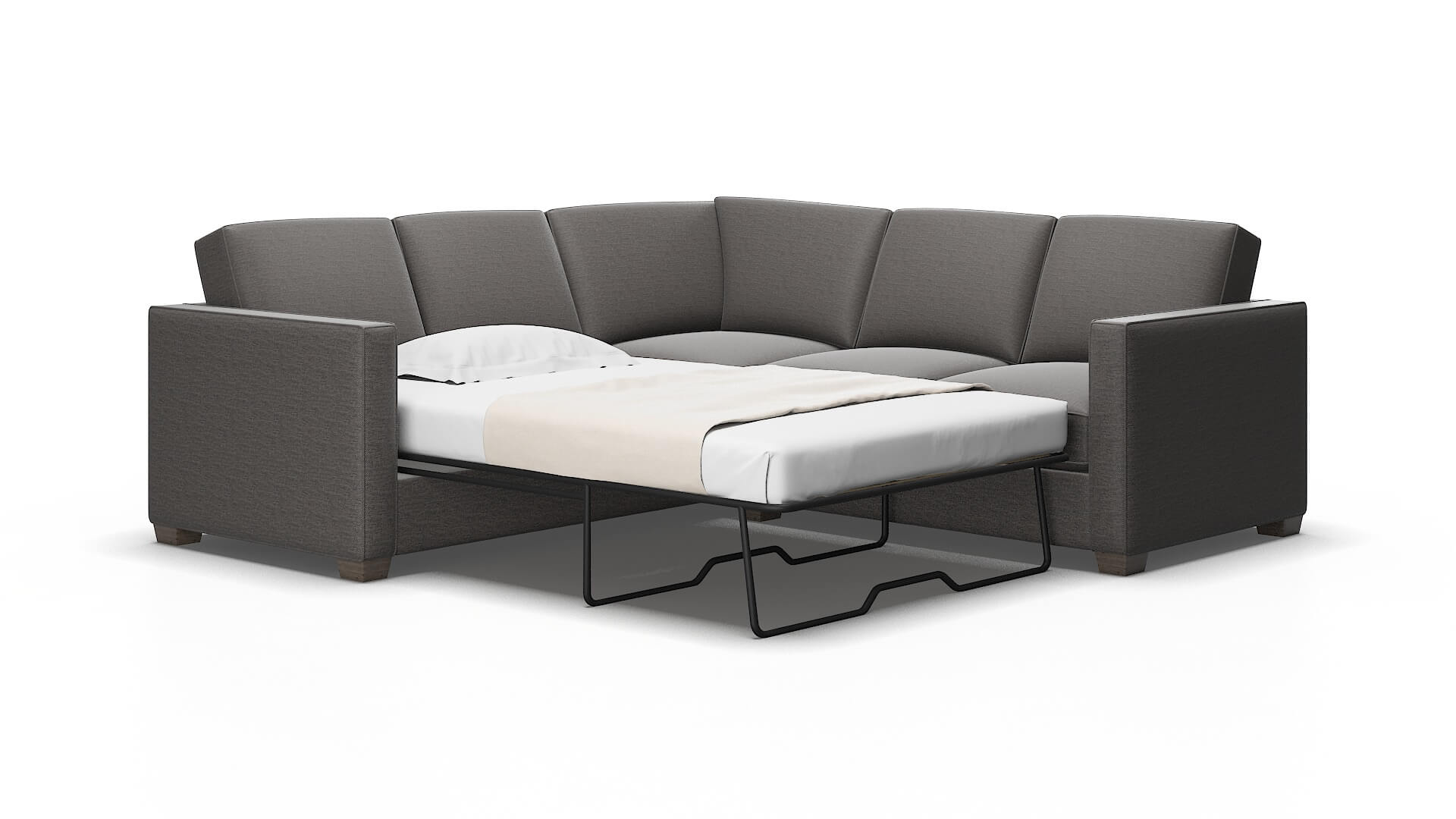 Calgary Oscar Charcoal Sectional Sleeper Espresso legs 2