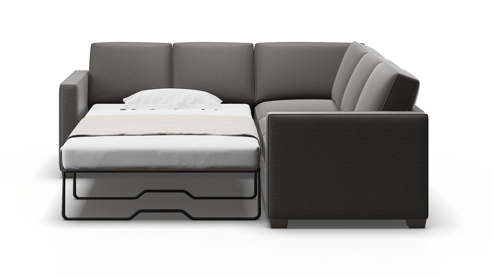 Calgary Oscar Grey Sectional Sleeper Espresso legs 1