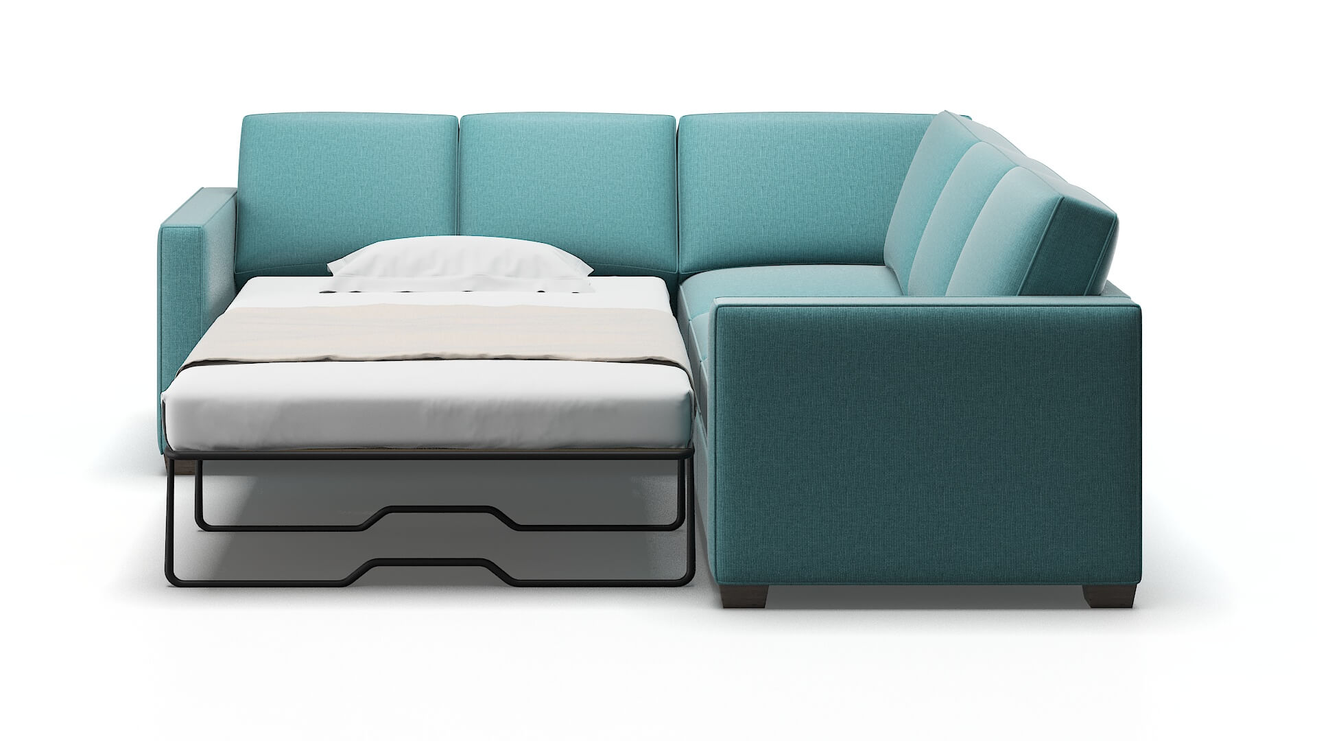 Calgary Parker Turquoise Sectional Sleeper Espresso legs 1