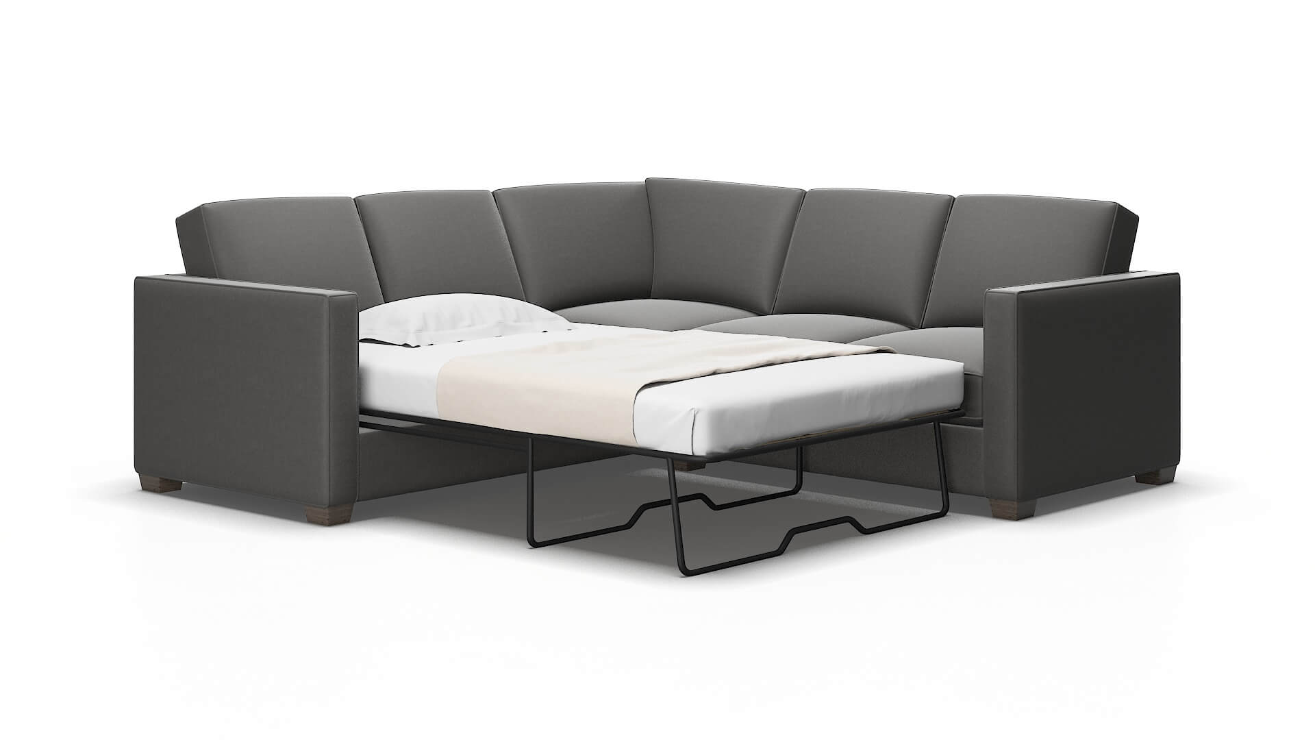 Calgary Rocket Charcoal Sectional Sleeper espresso legs 2