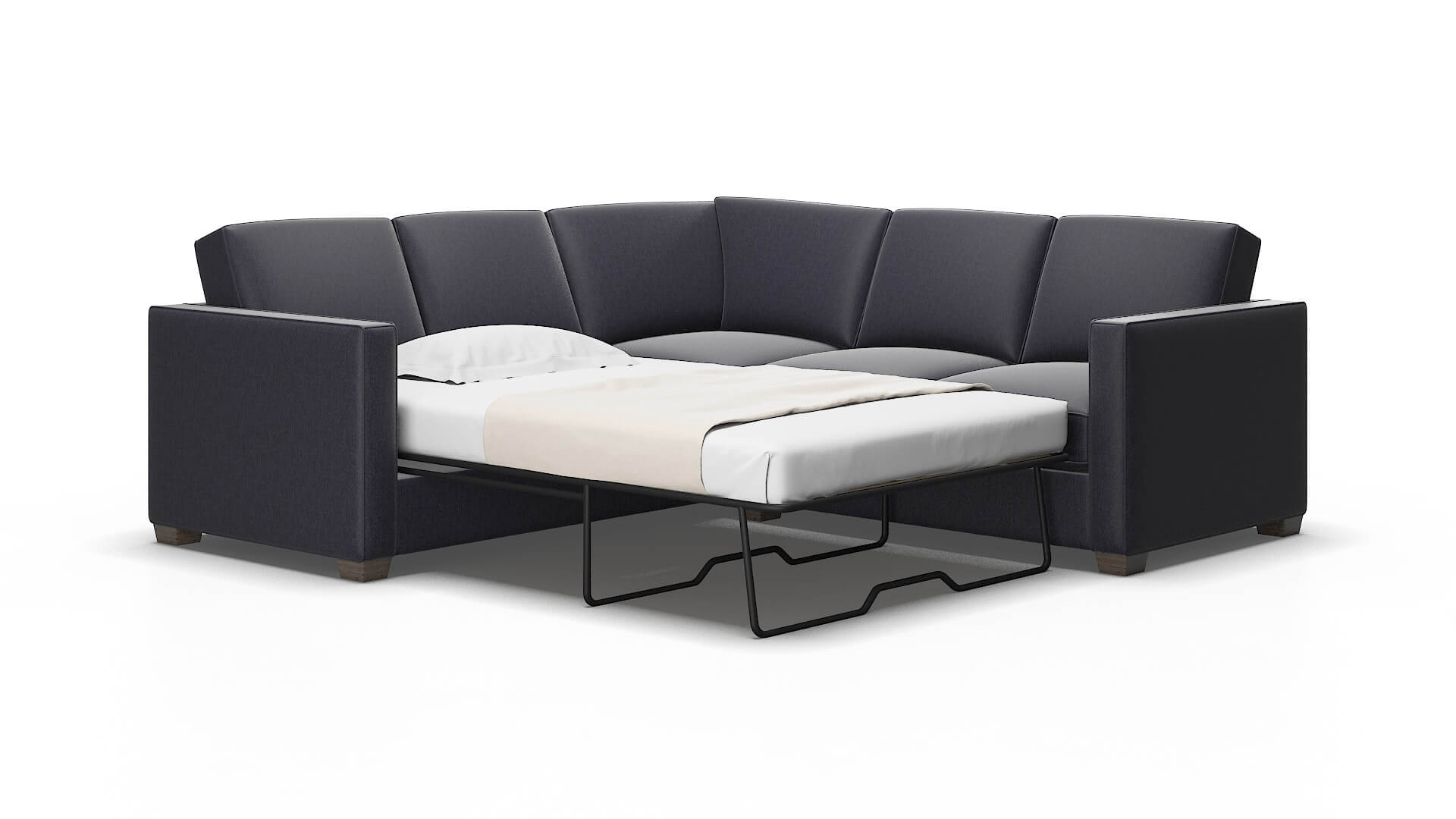 Calgary Sasha navy Sectional sleeper Espresso Legs  2