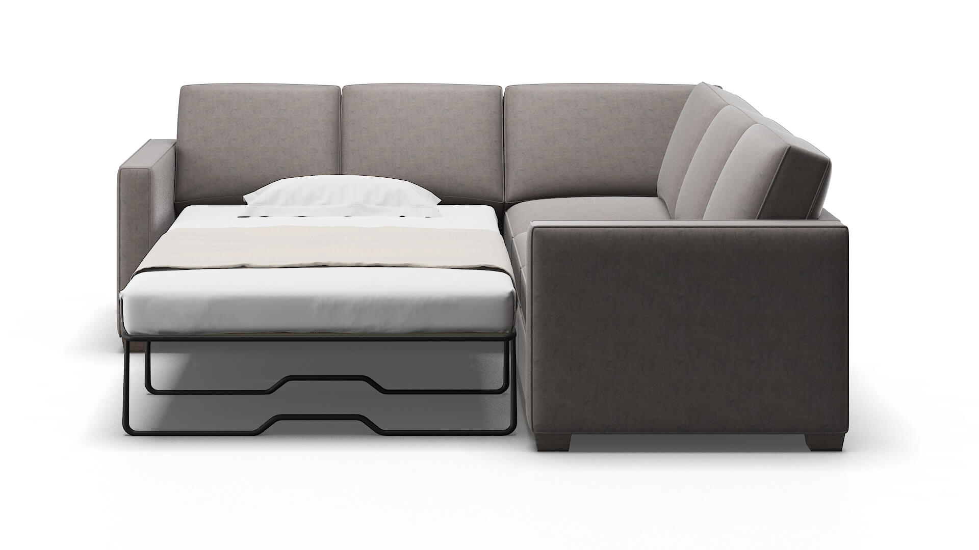 Calgary Suave Slate Sectional Sleeper Espresso legs 1