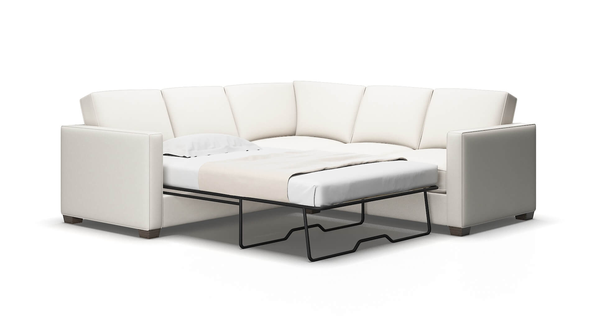 Calgary Venice Eggshell Sectional Sleeper Espresso legs 2