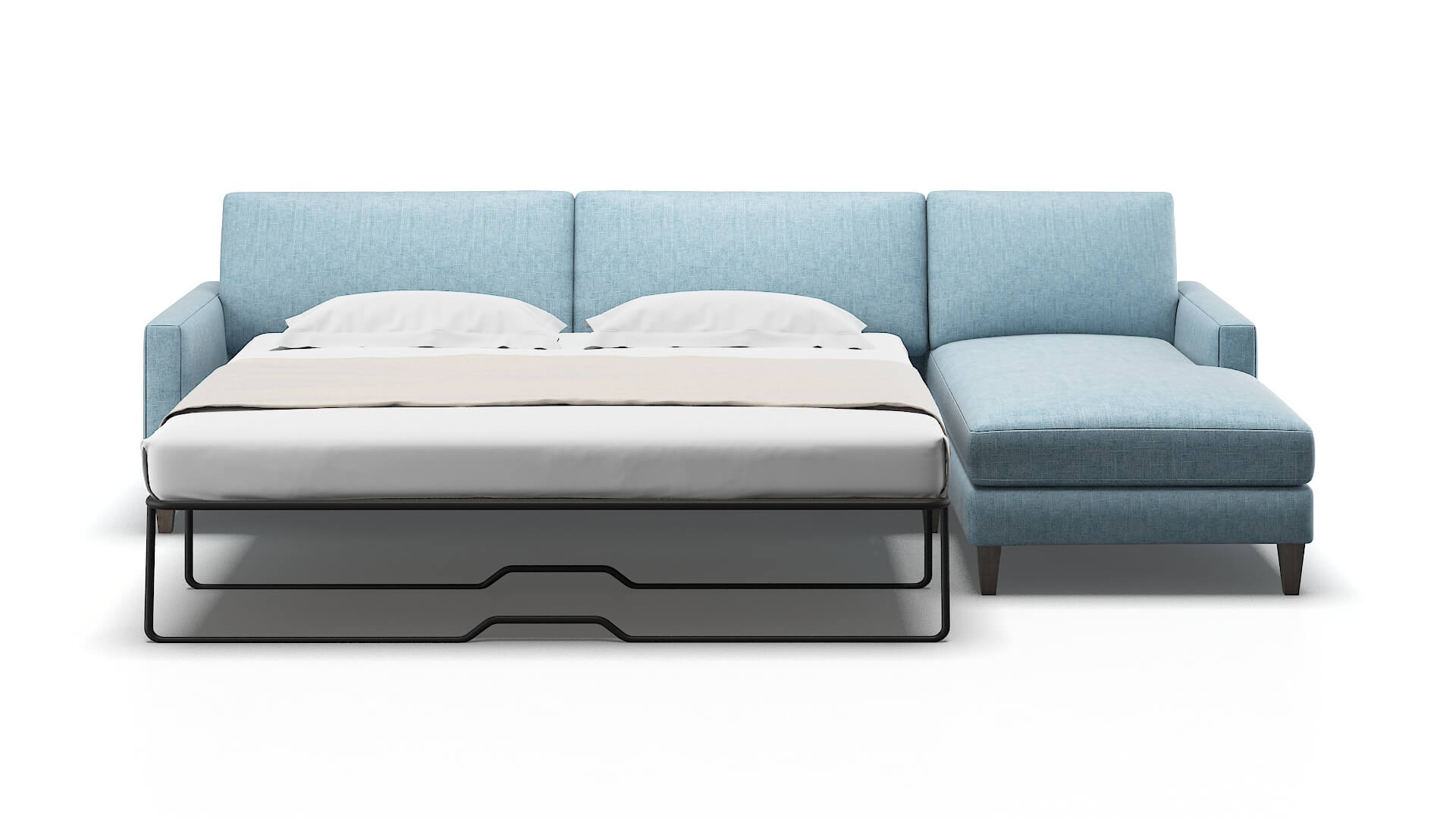 Cannes Atlas Turquoise Panel Sleeper Espresso legs 1