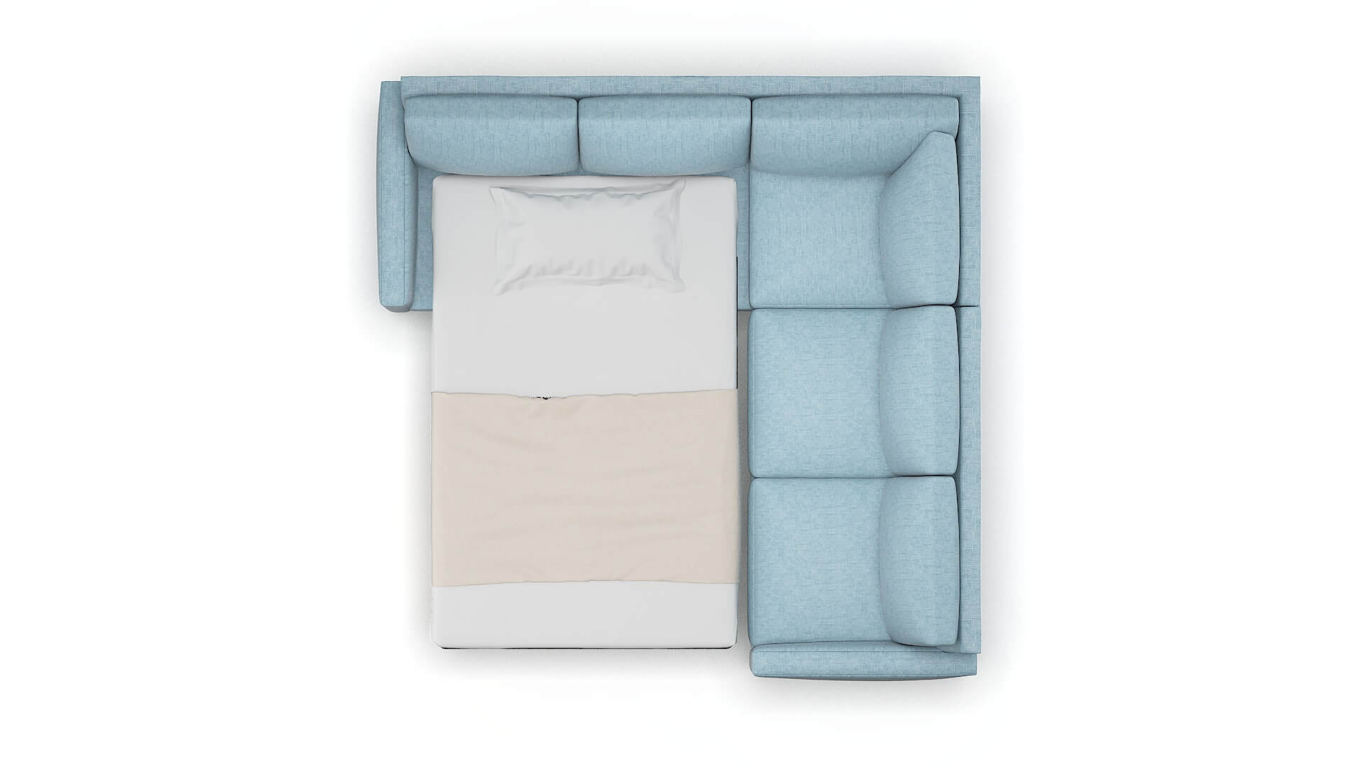 Cannes Atlas Turquoise Sectional Sleeper Espresso legs 3