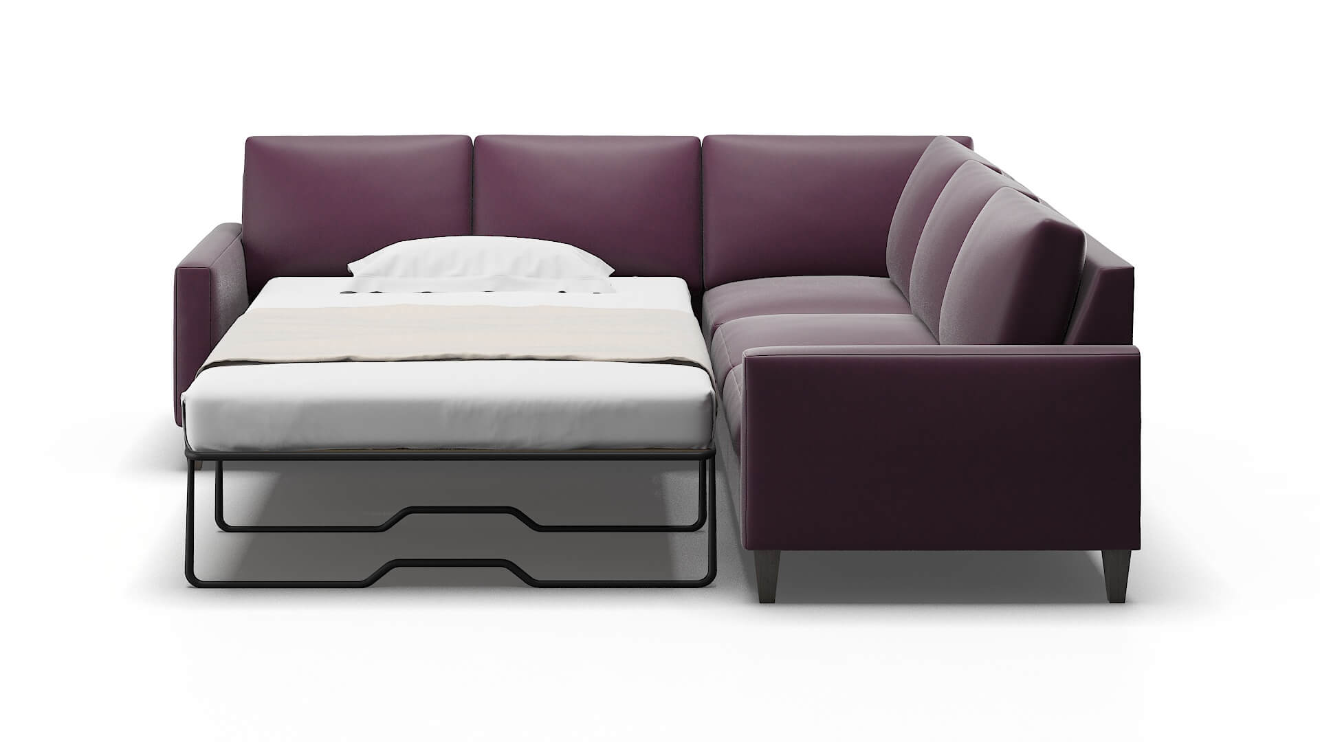 Cannes Bella Aubergine Sectional Sleeper Espresso legs 1
