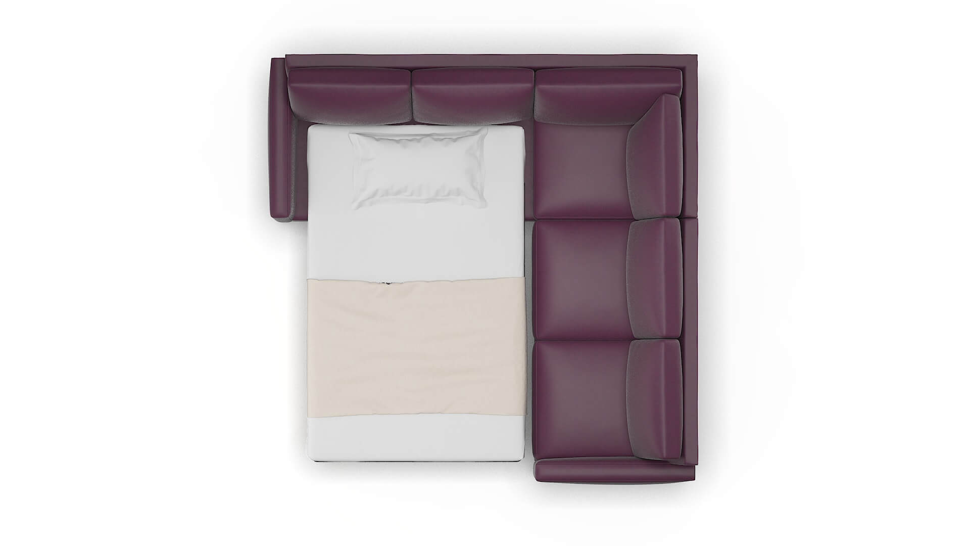 Cannes Bella Aubergine Sectional Sleeper Espresso legs 3