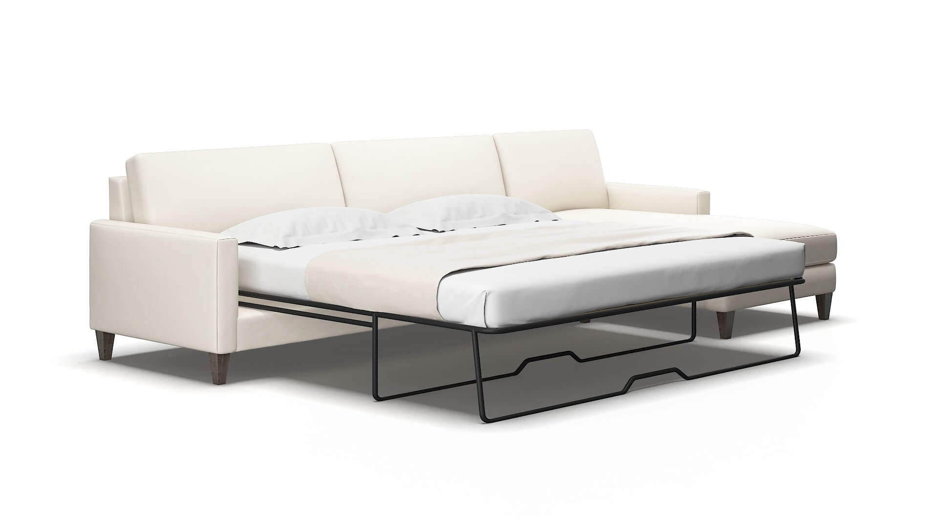 Cannes Blanche milky Panel sleeper Espresso Legs  2