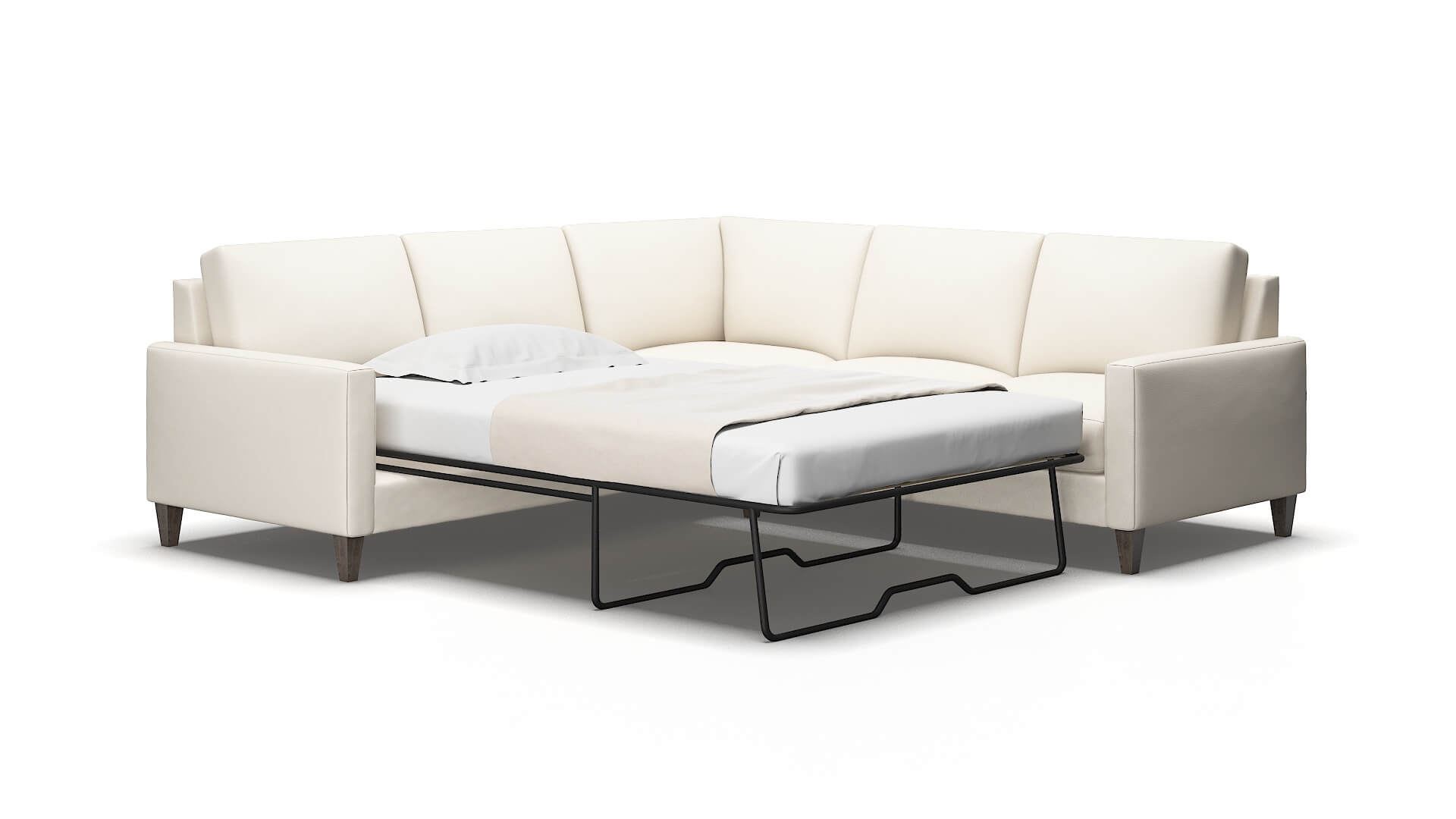 Cannes Blanche milky Sectional sleeper Espresso Legs  2