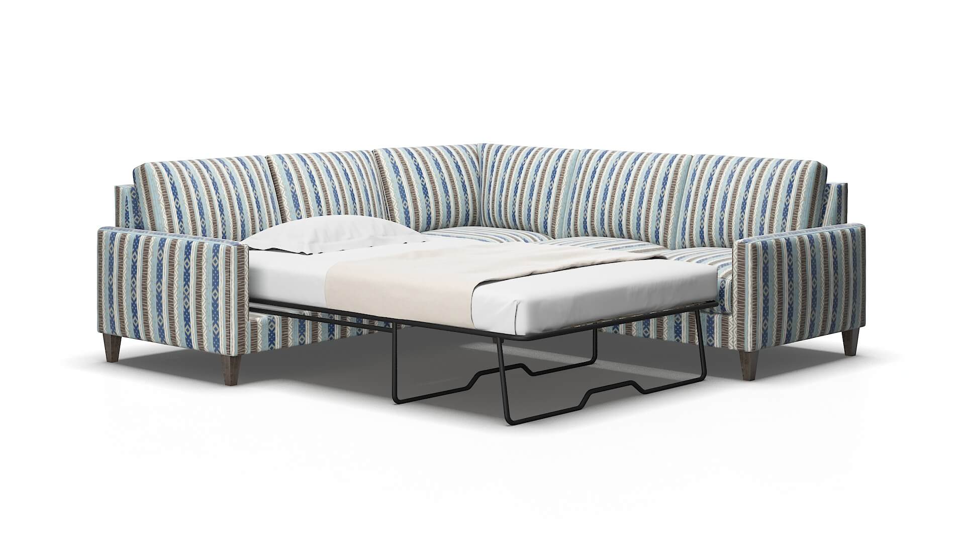 Cannes Bodhi Indigo Sectional Sleeper Espresso legs 2