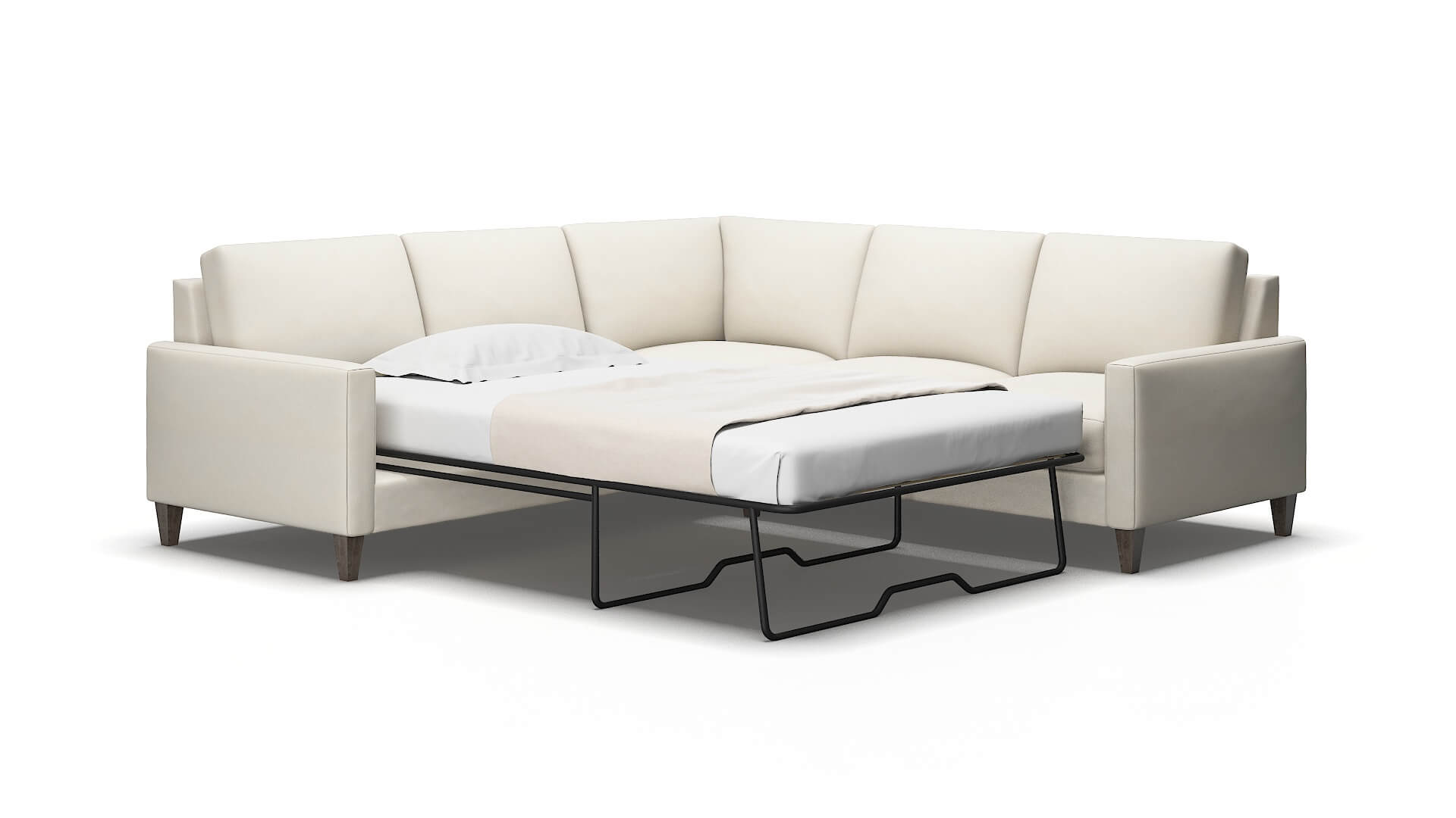 Cannes Bungalow ivory Sectional sleeper Espresso Legs  2