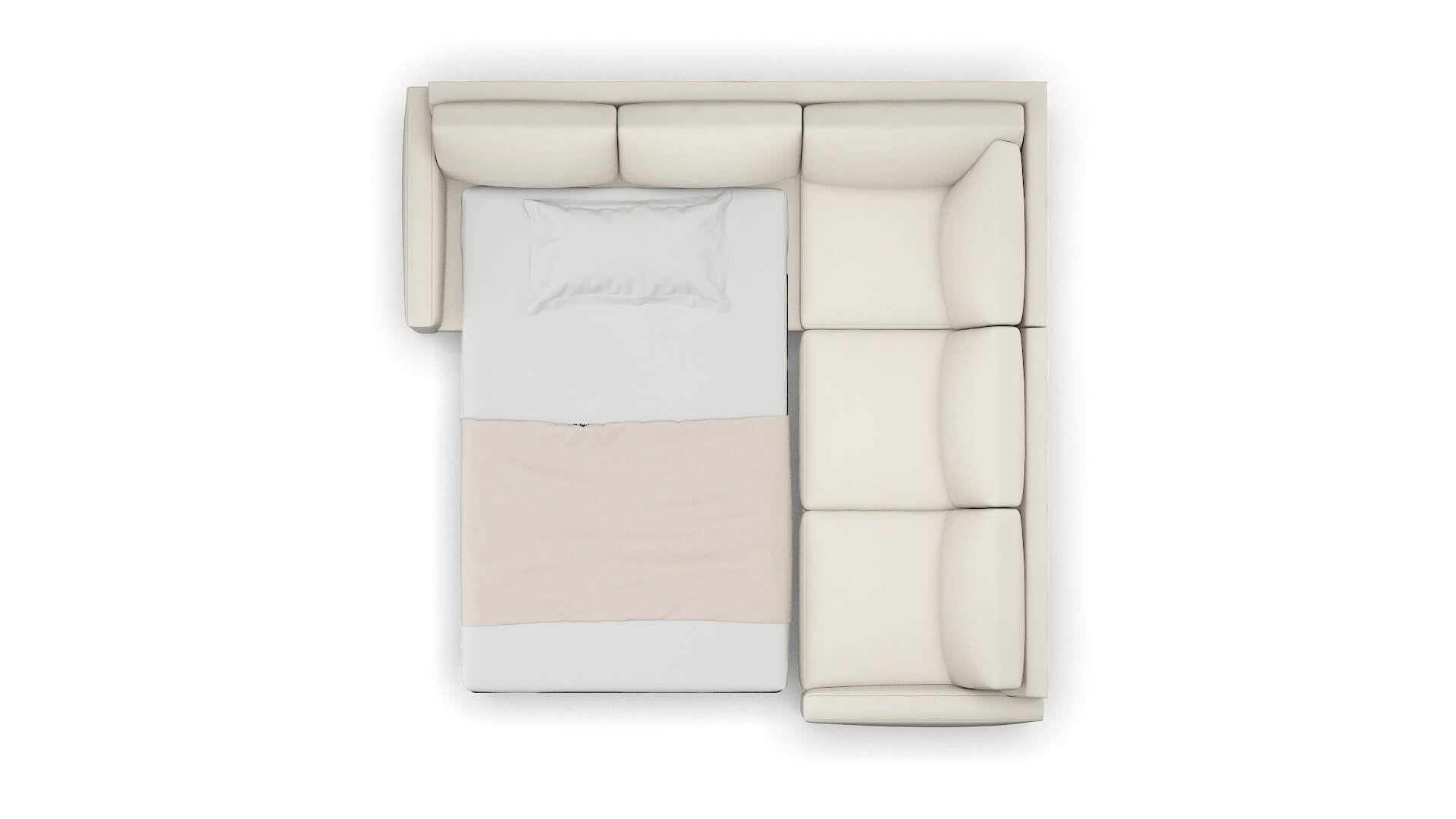 Cannes Bungalow Ivory Sectional Sleeper Espresso legs 3