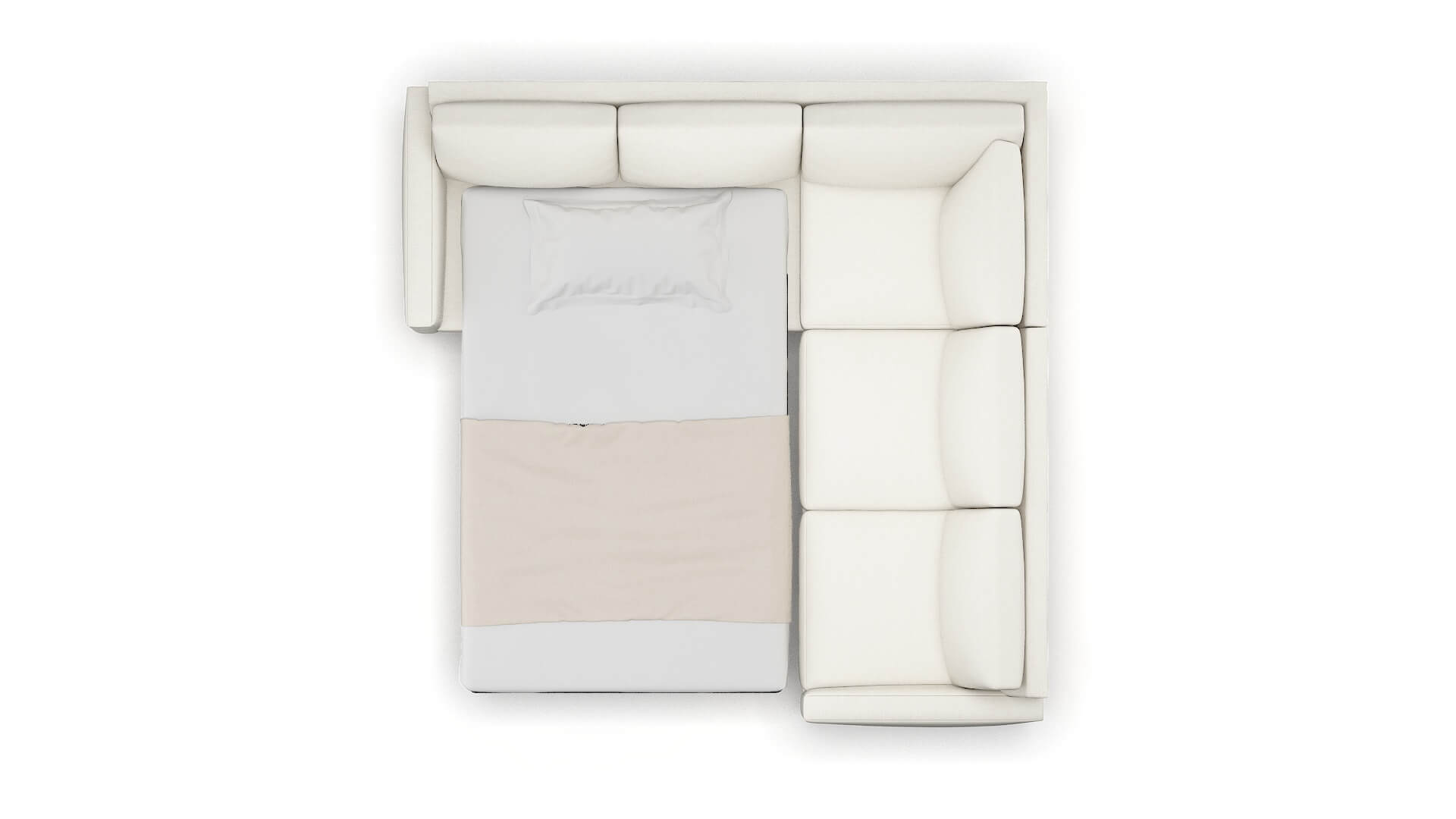 Cannes Catalina Ivory Sectional Sleeper Espresso legs 3