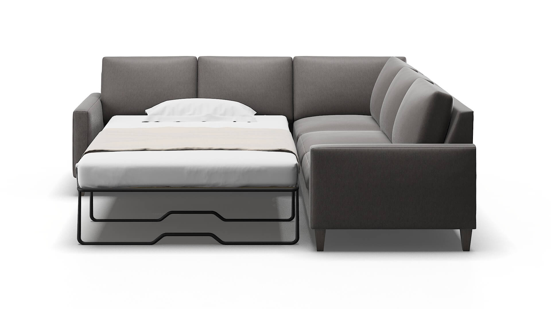 Cannes Cosmo Charcoal Sectional Sleeper Espresso legs 1