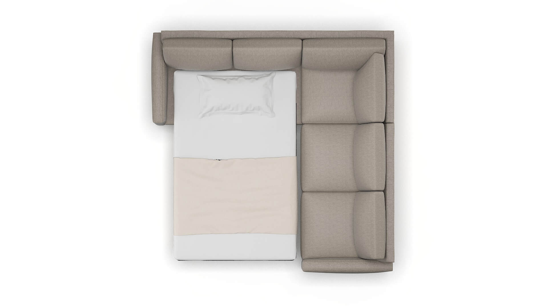 Cannes Cosmo Taupe Sectional Sleeper Espresso legs 3