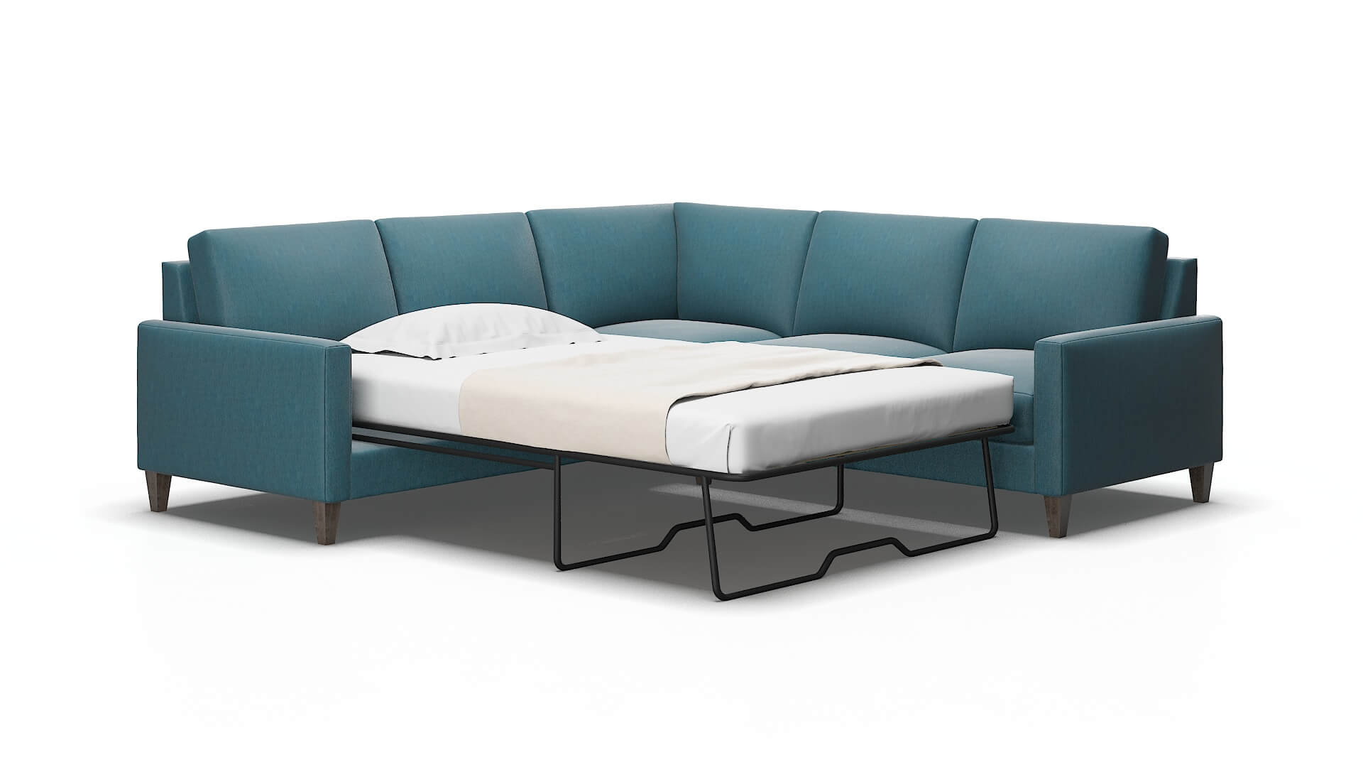 Cannes Cosmo teal Sectional sleeper Espresso Legs  2