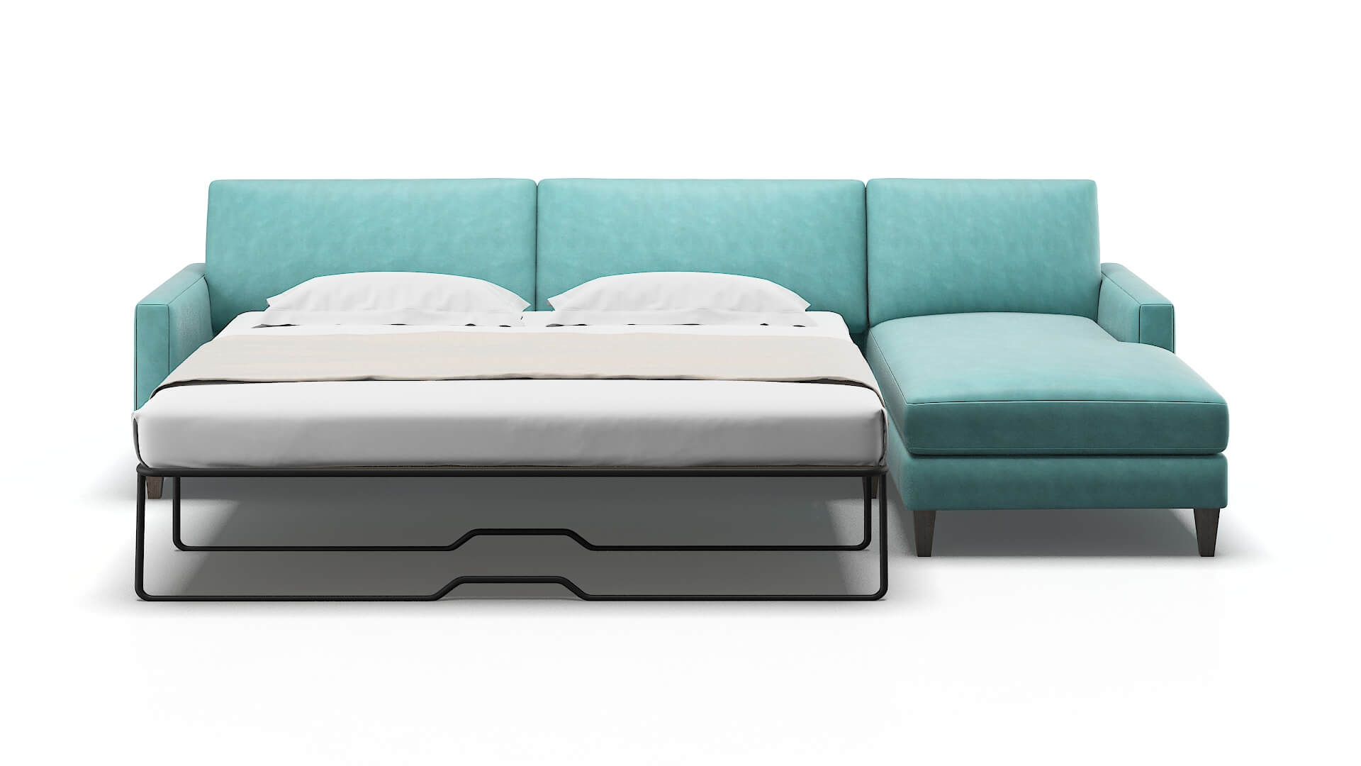 Cannes Curious Turquoise Panel Sleeper Espresso legs 1