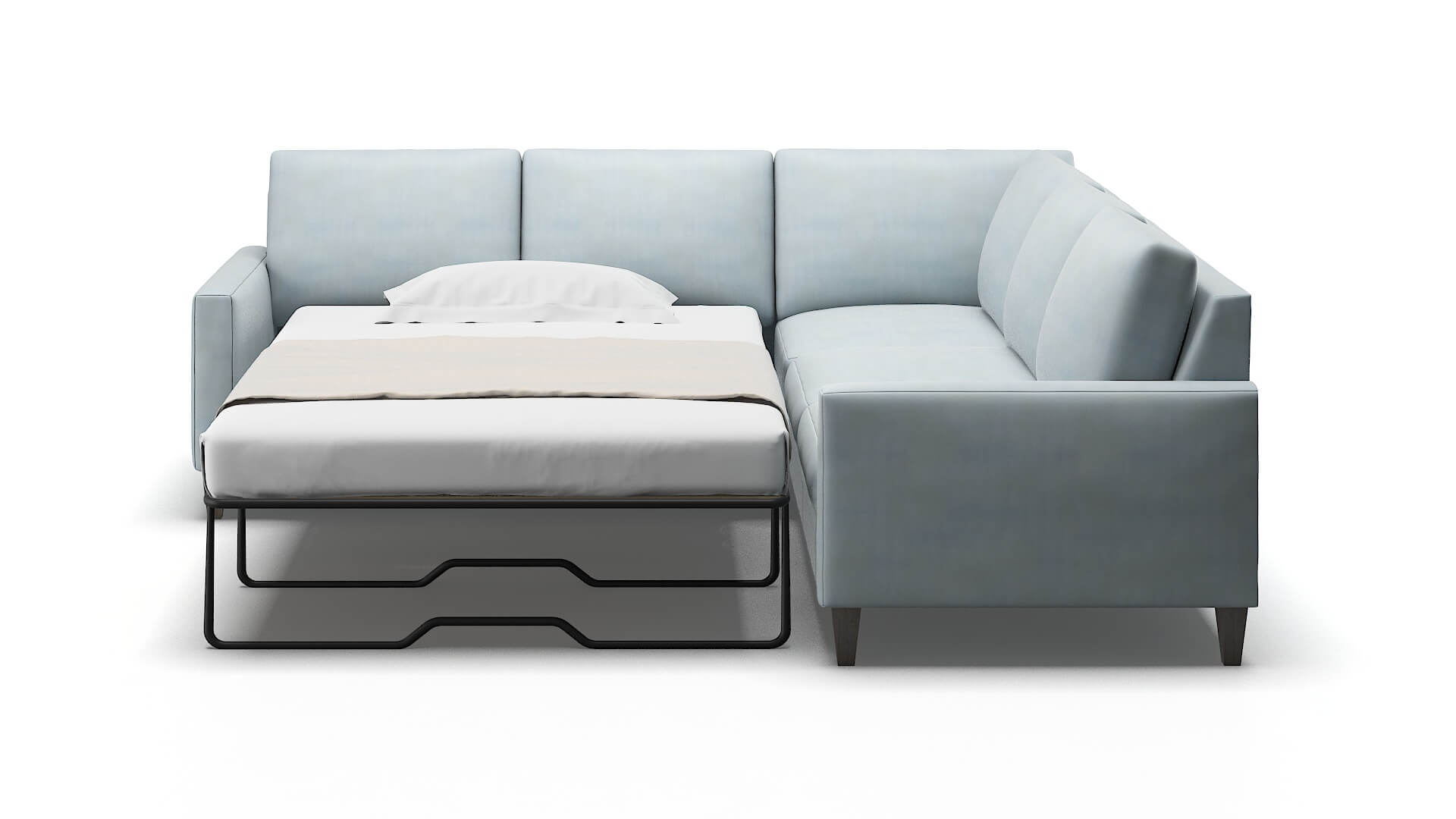 Cannes Hathaway Aqua Sectional Sleeper Espresso legs 1