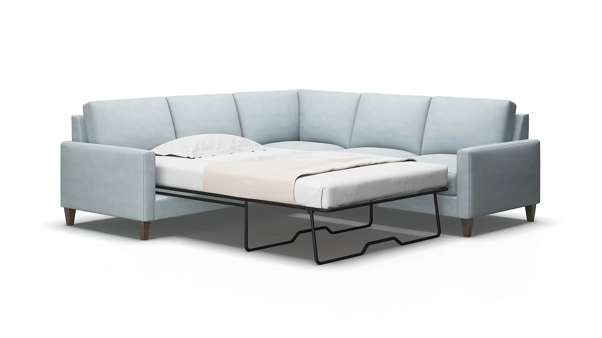 Cannes Hathaway Aqua Sectional Sleeper Espresso legs 2