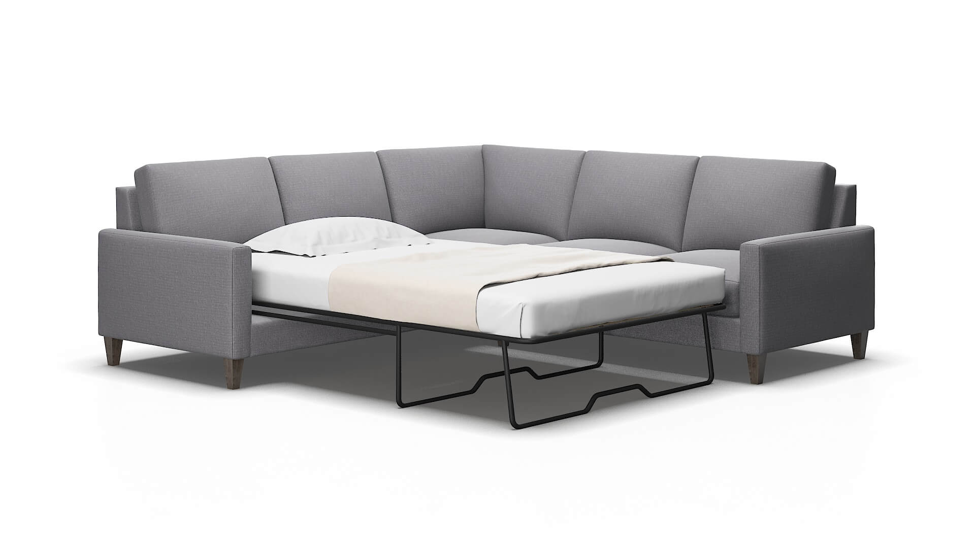 Cannes Insight Denim Sectional Sleeper Espresso legs 2