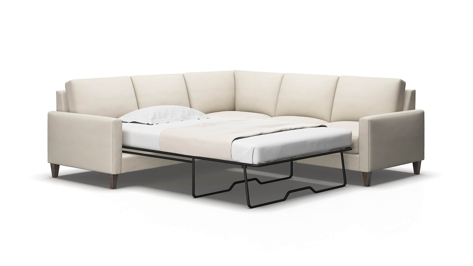 Cannes Malibu linen Sectional sleeper Espresso Legs  2