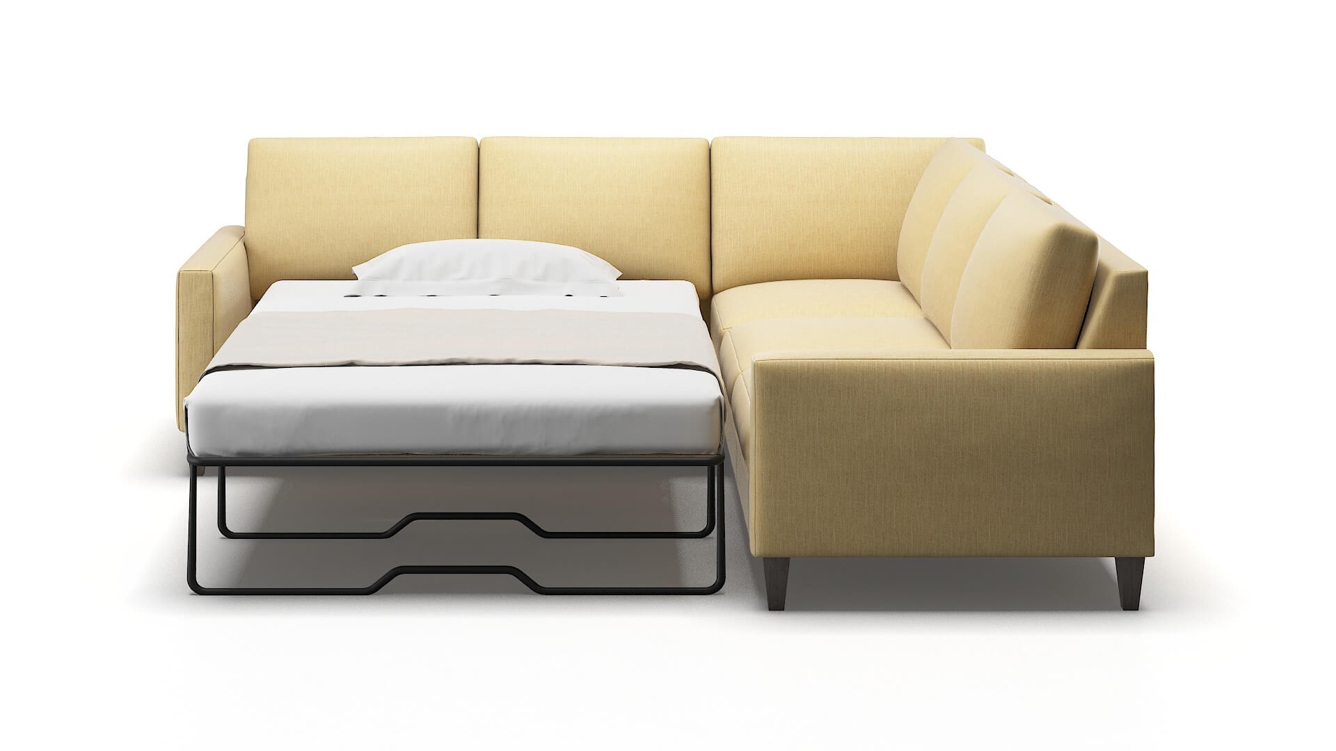 Cannes Malibu Maize Sectional Sleeper Espresso legs 1