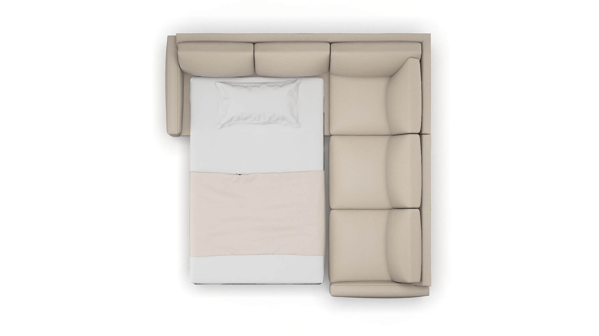 Cannes Naples Almond Sectional Sleeper Espresso legs 3