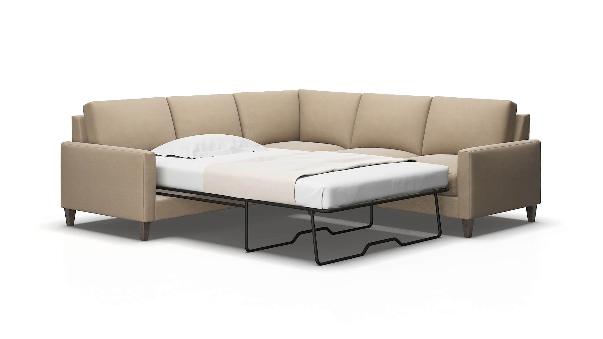 Cannes Oakley Taupe Sectional Sleeper Espresso legs 2