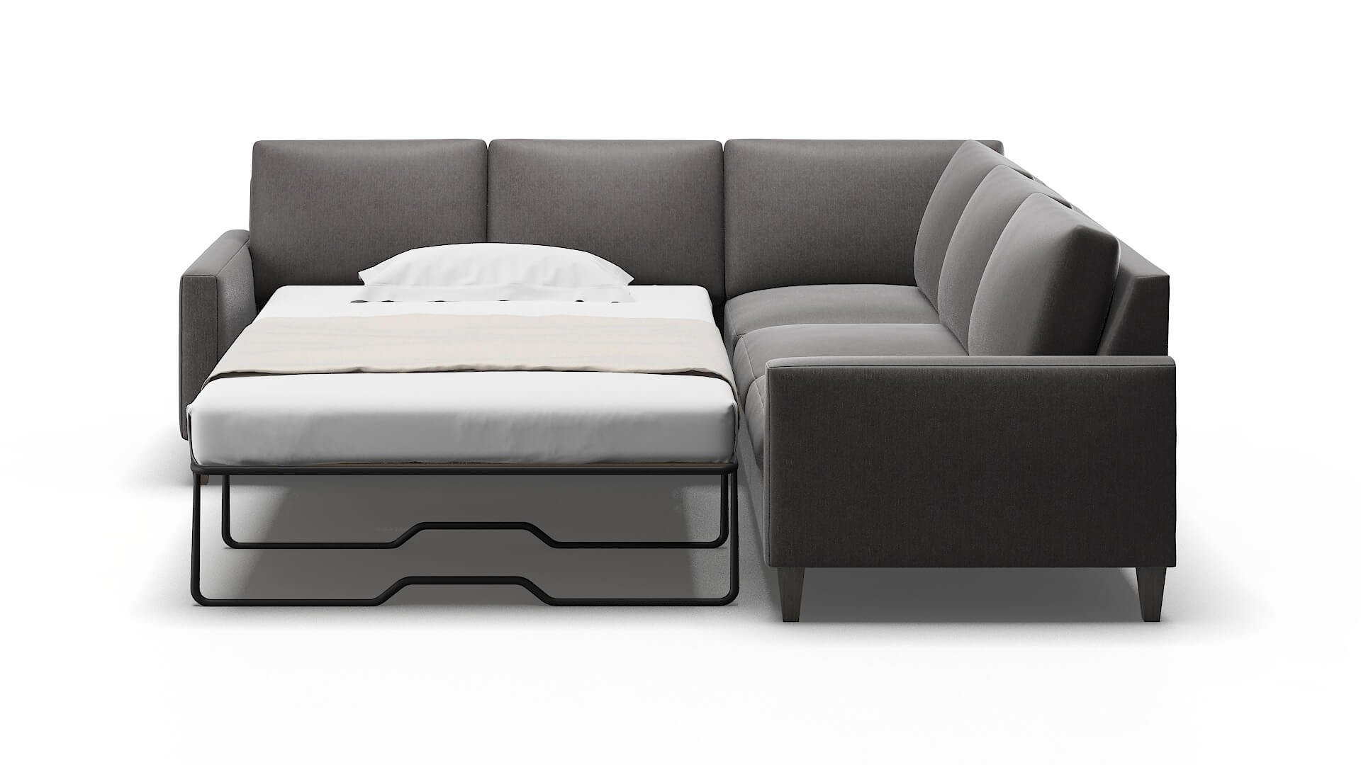 Cannes Sasha Grey Sectional Sleeper Espresso legs 1