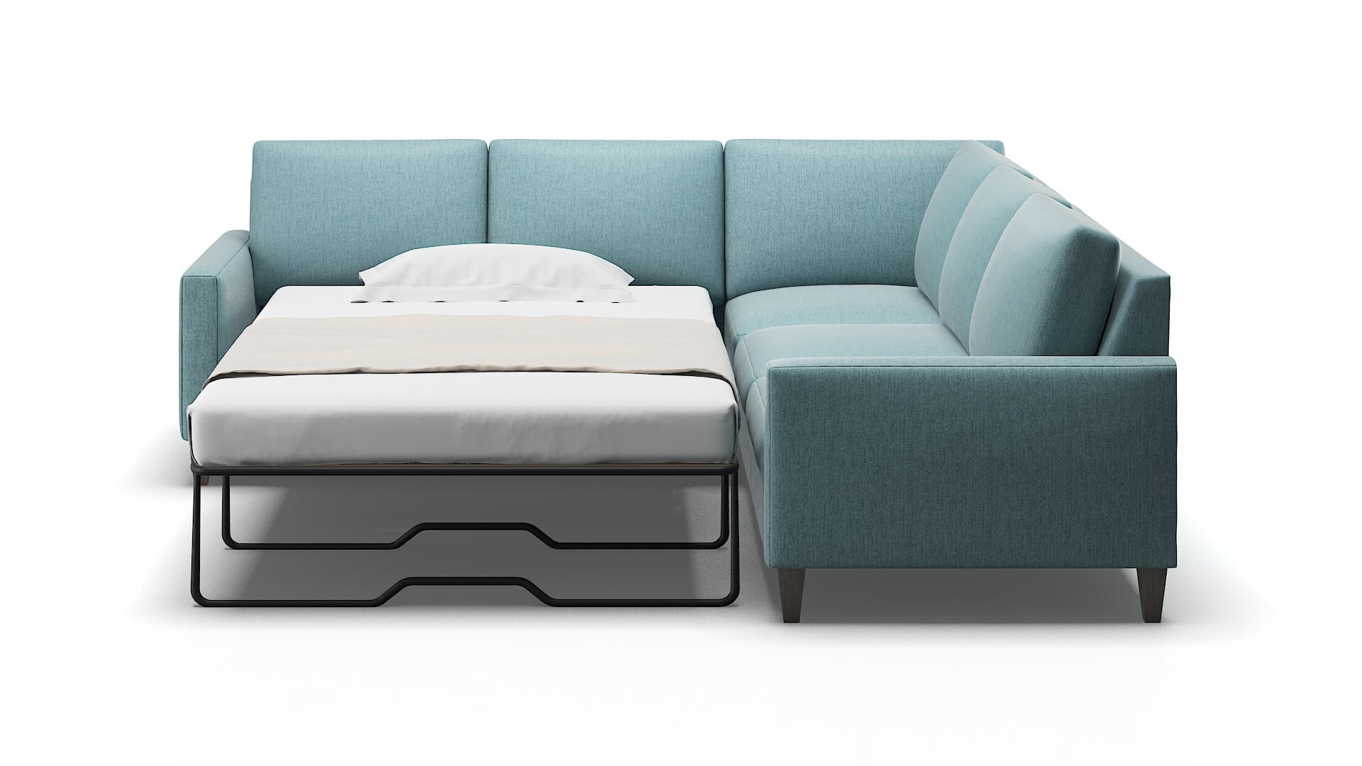 Cannes Sasha Teal Sectional Sleeper Espresso legs 1