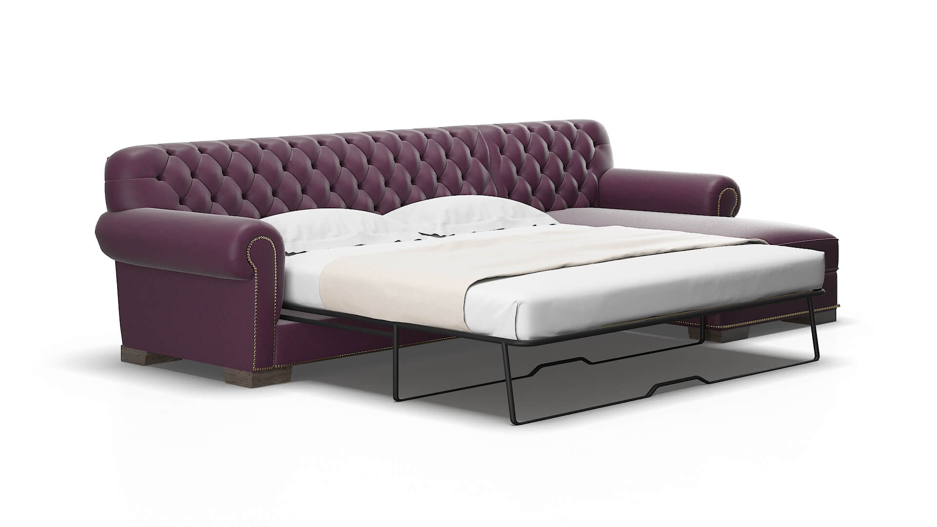 Chester Bella aubergine Panel sleeper Espresso Legs  2