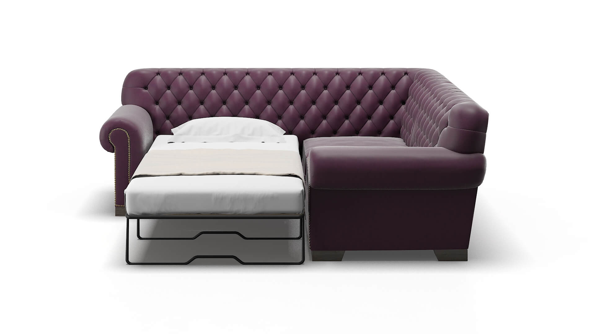 Chester Bella Aubergine Sectional Sleeper Espresso legs 1
