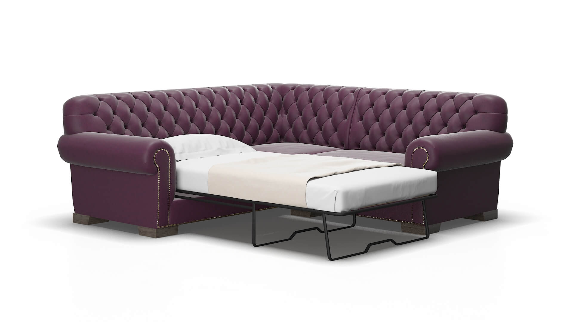 Chester Bella aubergine Sectional sleeper Espresso Legs  2
