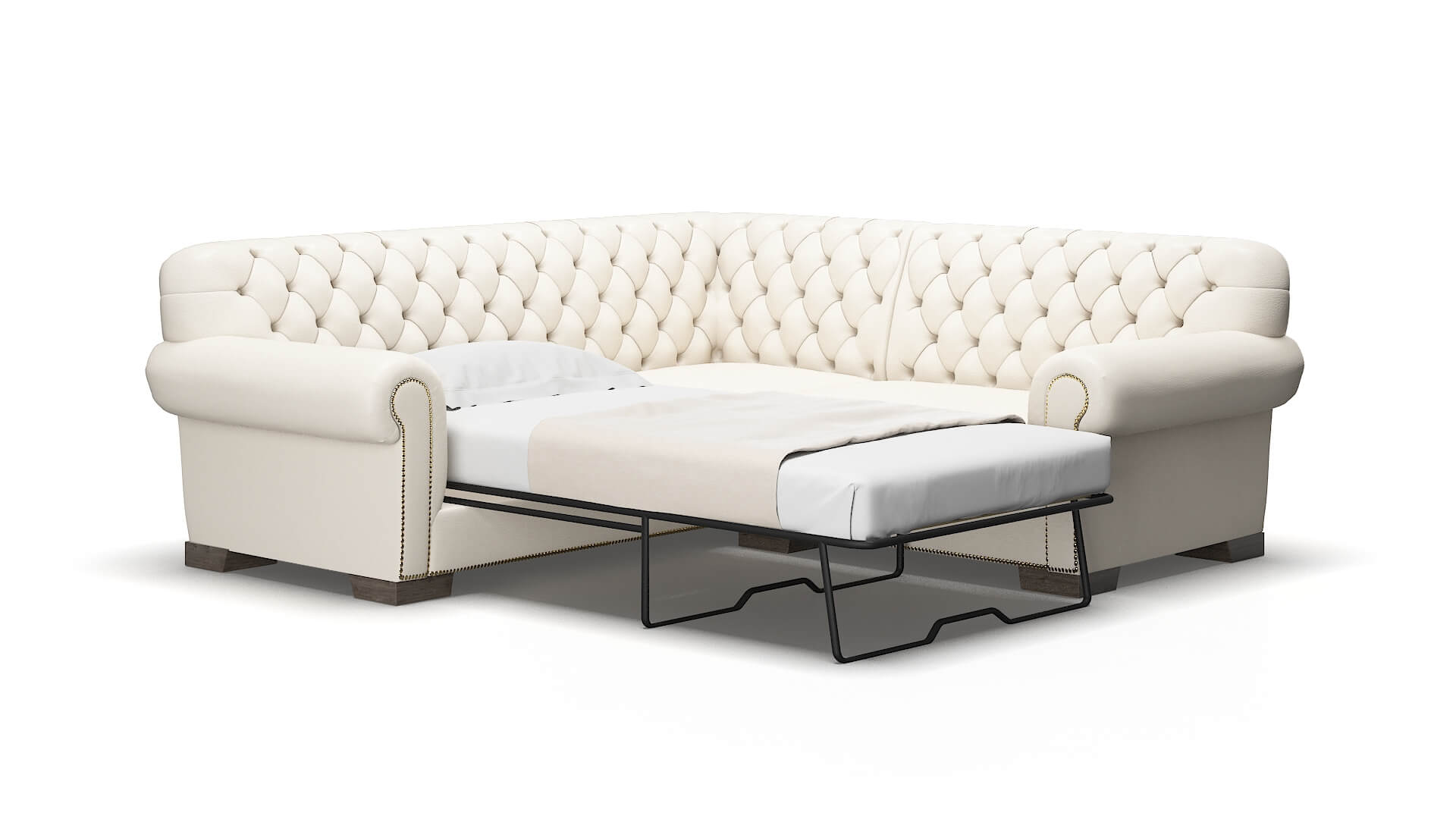 Chester Blanche milky Sectional sleeper Espresso Legs  2