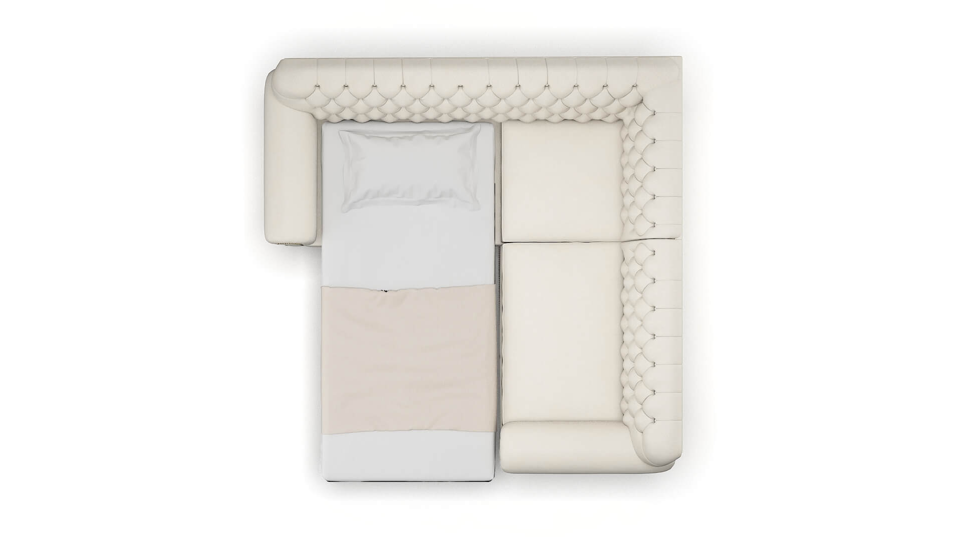 Chester Bungalow Ivory Sectional Sleeper Espresso legs 3