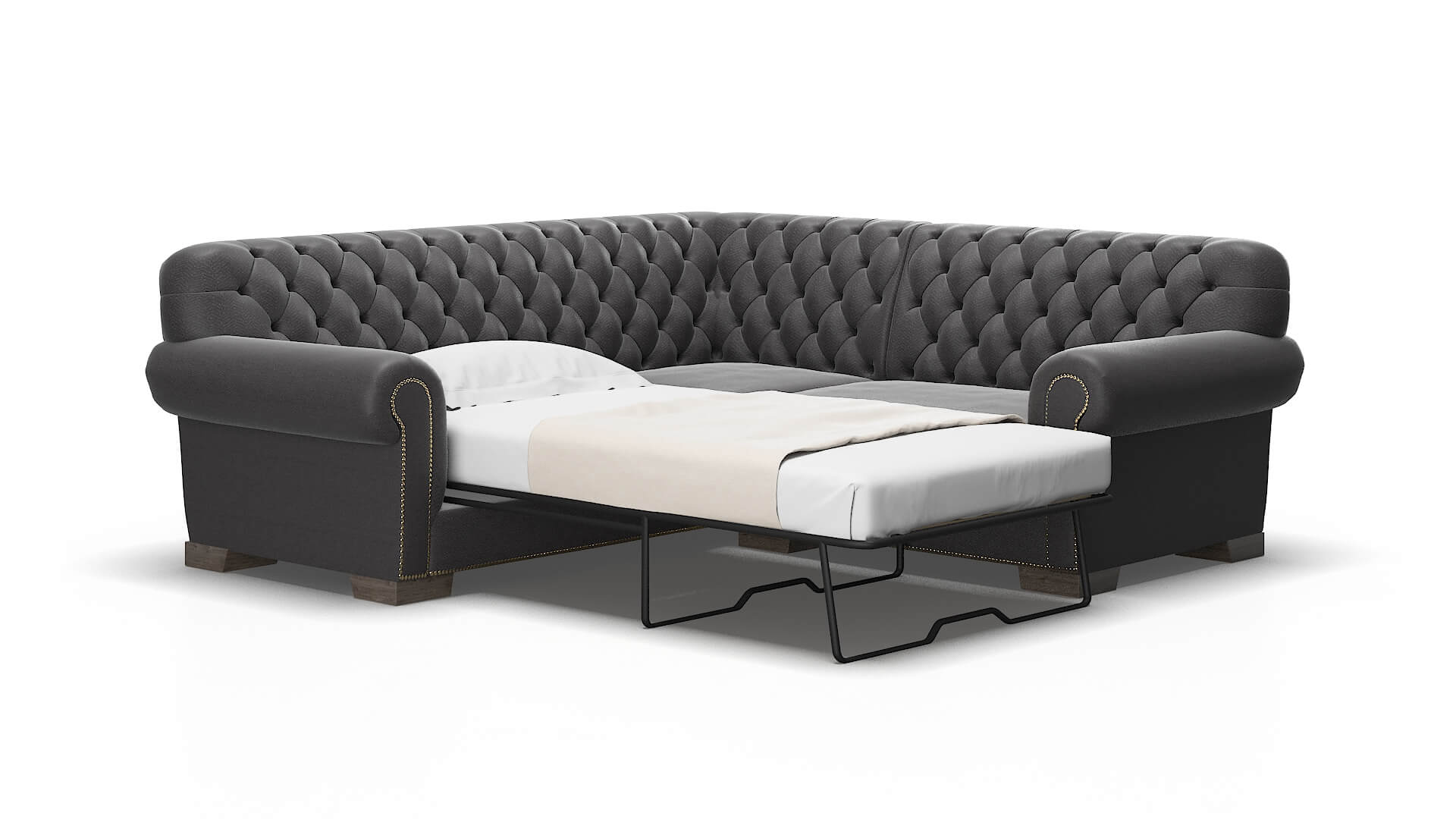 Chester Catalina charcoal Sectional sleeper Espresso Legs  2