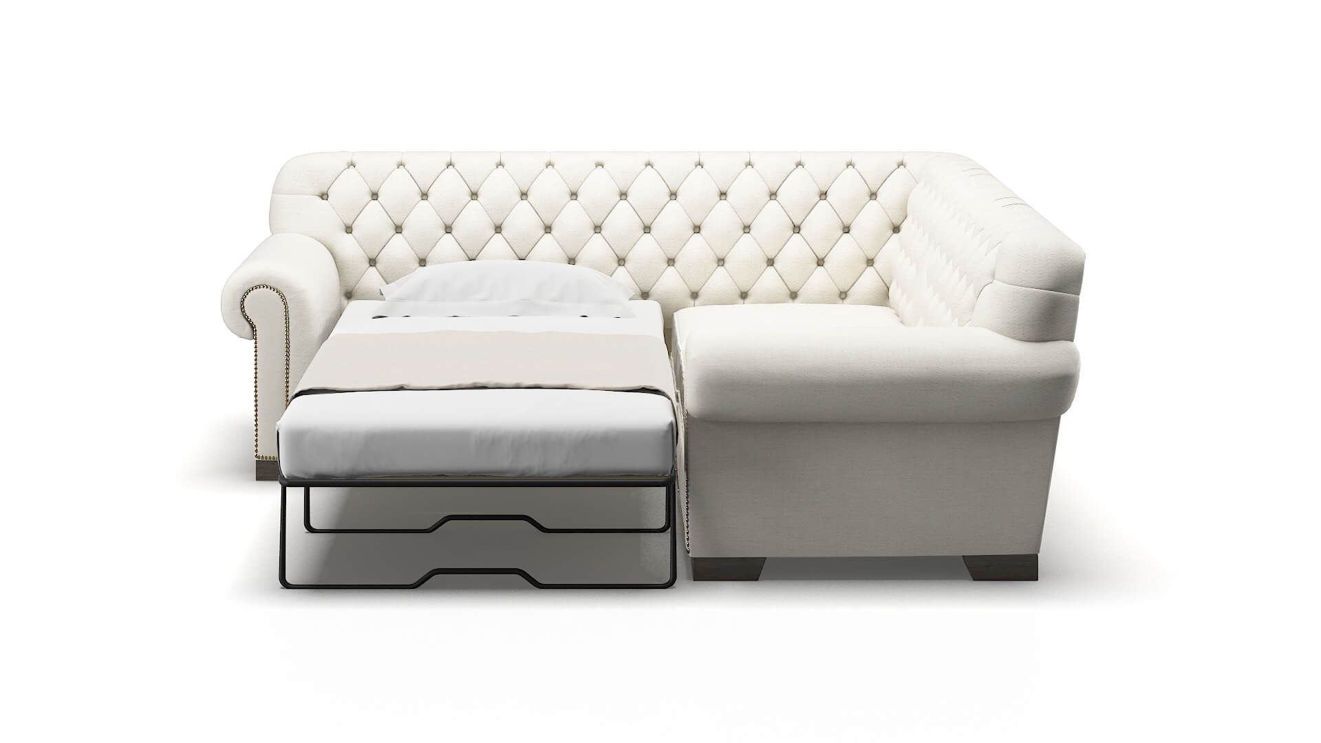 Chester Catalina Ivory Sectional Sleeper Espresso legs 1