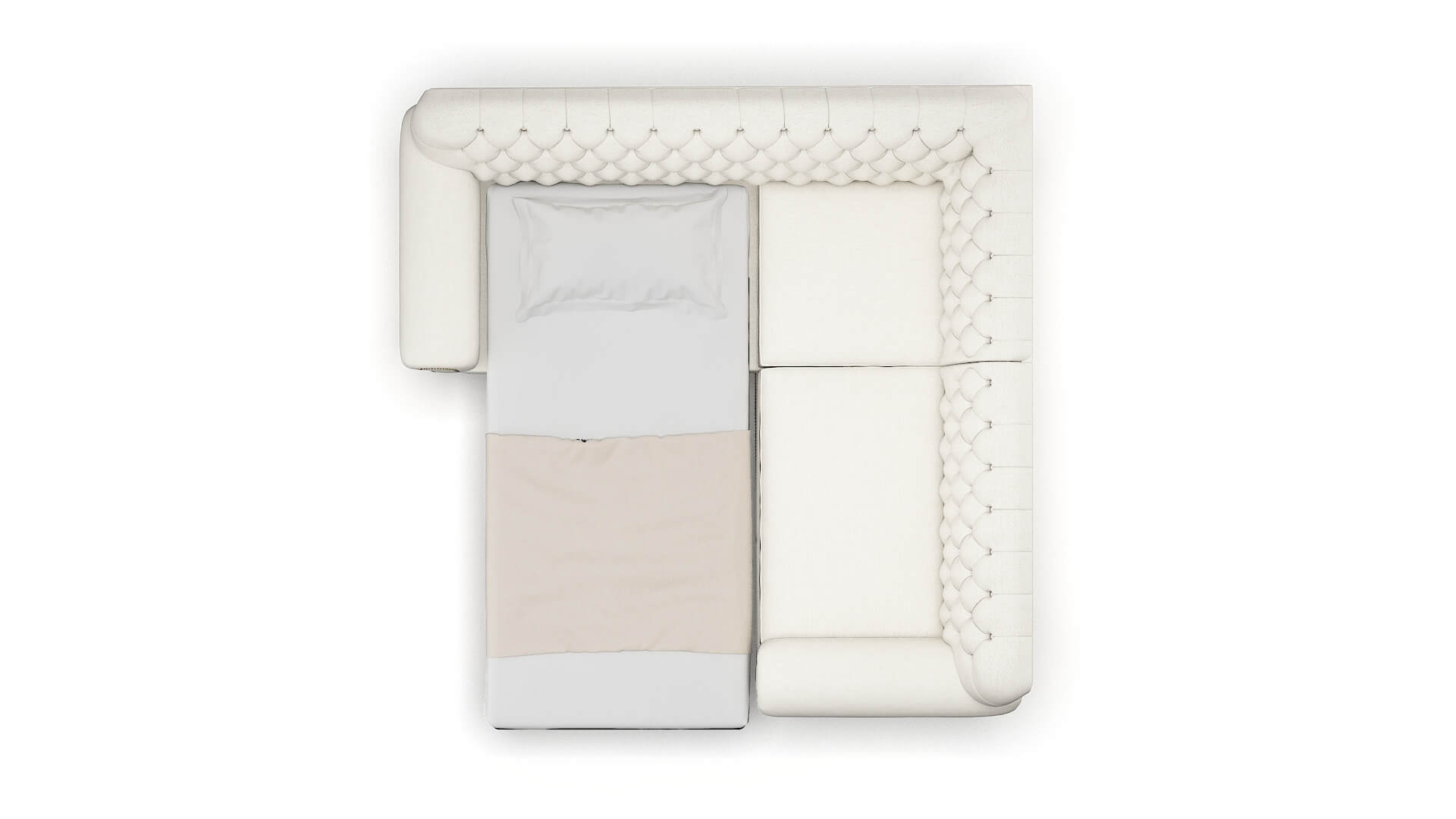 Chester Catalina Ivory Sectional Sleeper Espresso legs 3