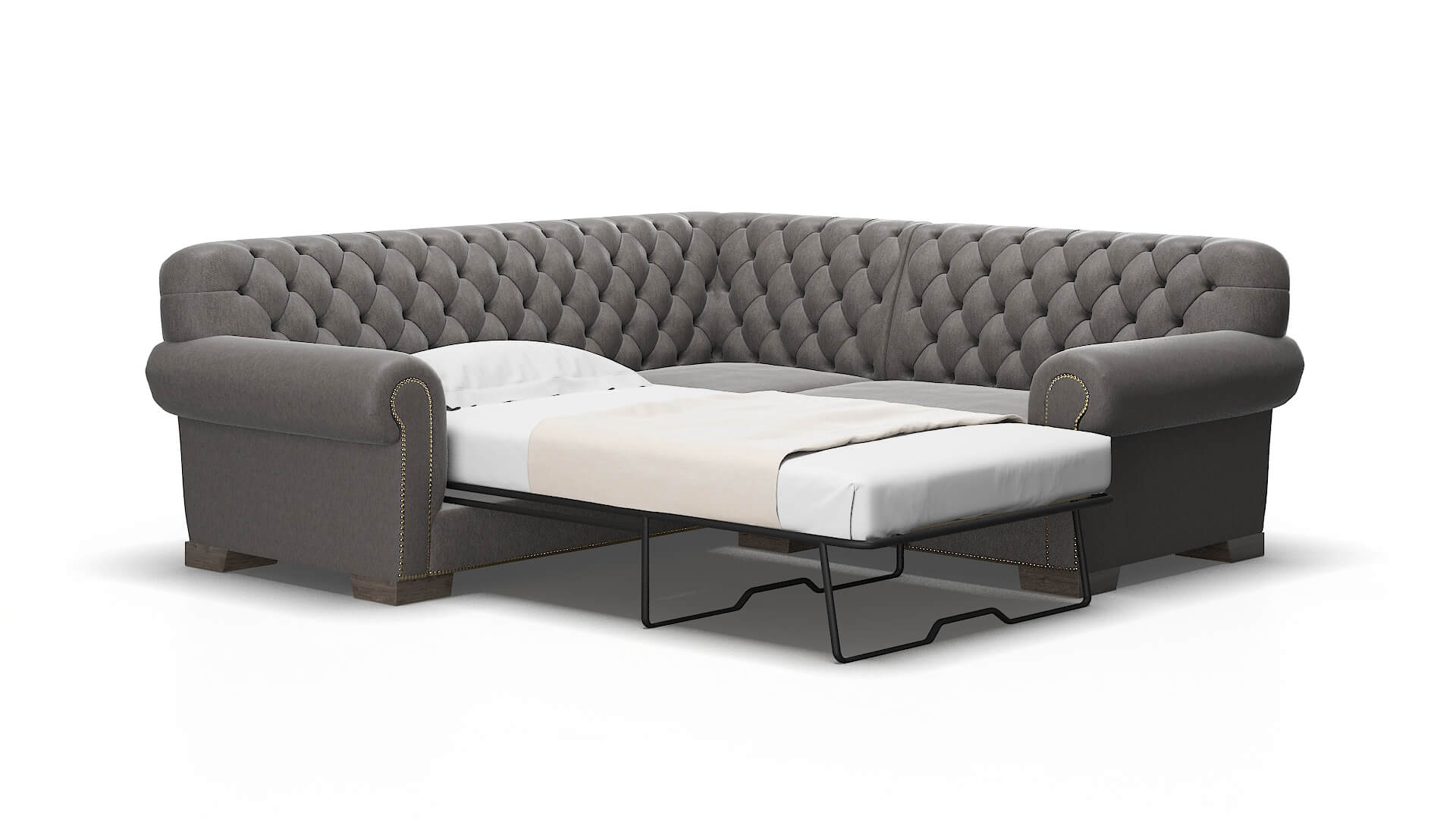 Chester Cosmo charcoal Sectional sleeper Espresso Legs  2