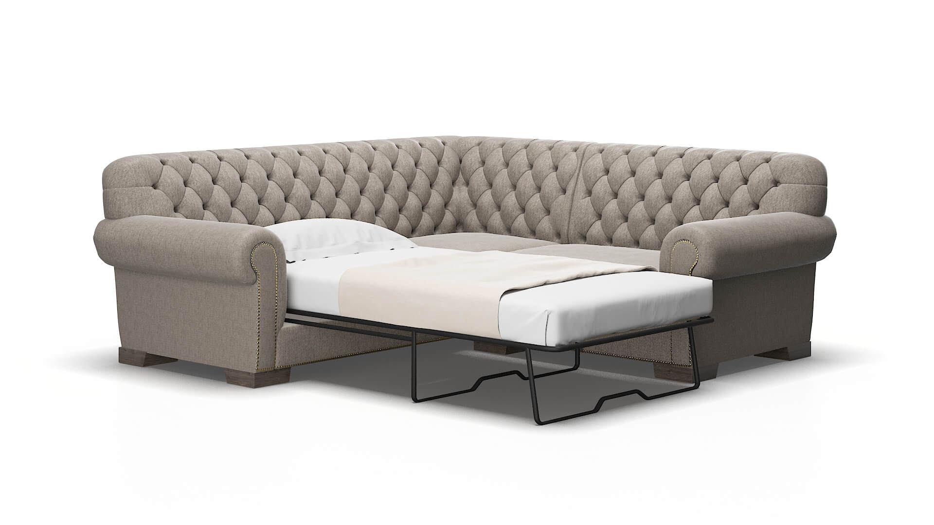 Chester Cosmo Taupe Sectional Sleeper Espresso legs 2