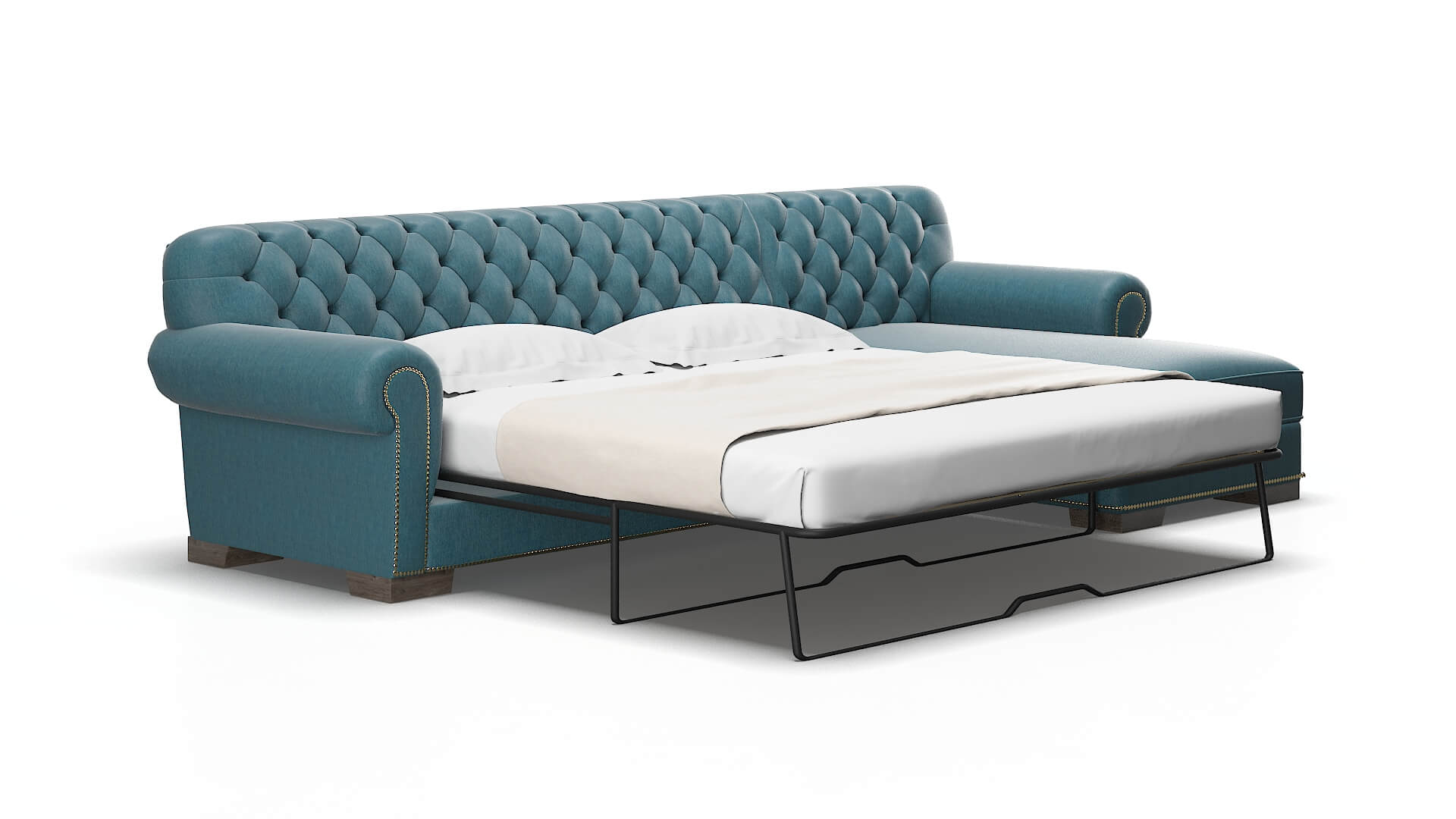 Chester Cosmo teal Panel sleeper Espresso Legs  2
