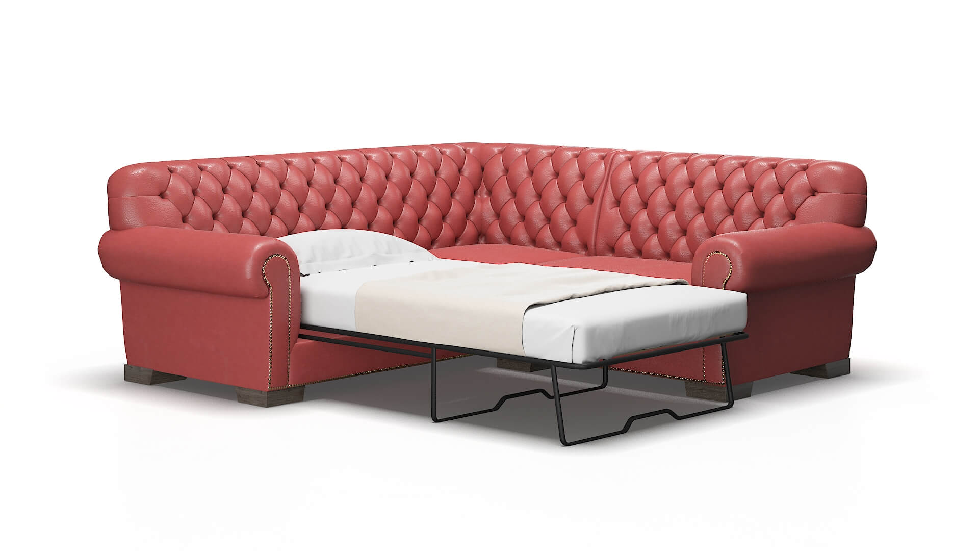 Chester Dillion cordovan Sectional sleeper Espresso Legs  2