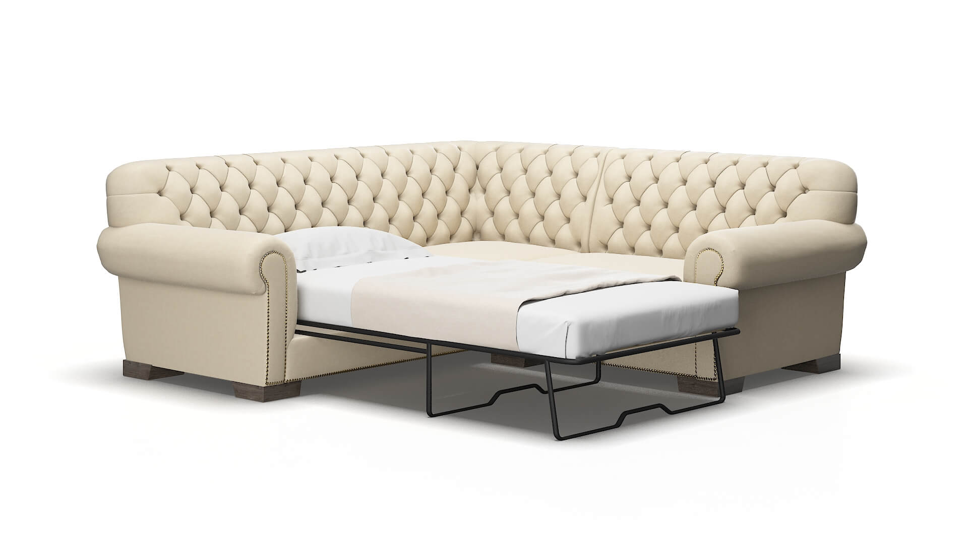 Chester Dream_d almond Sectional sleeper Espresso Legs  2