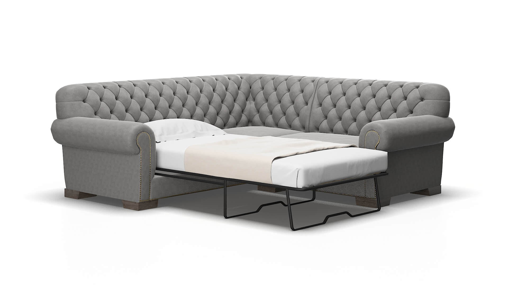 Chester Dream_d charcoal Sectional sleeper Espresso Legs  2